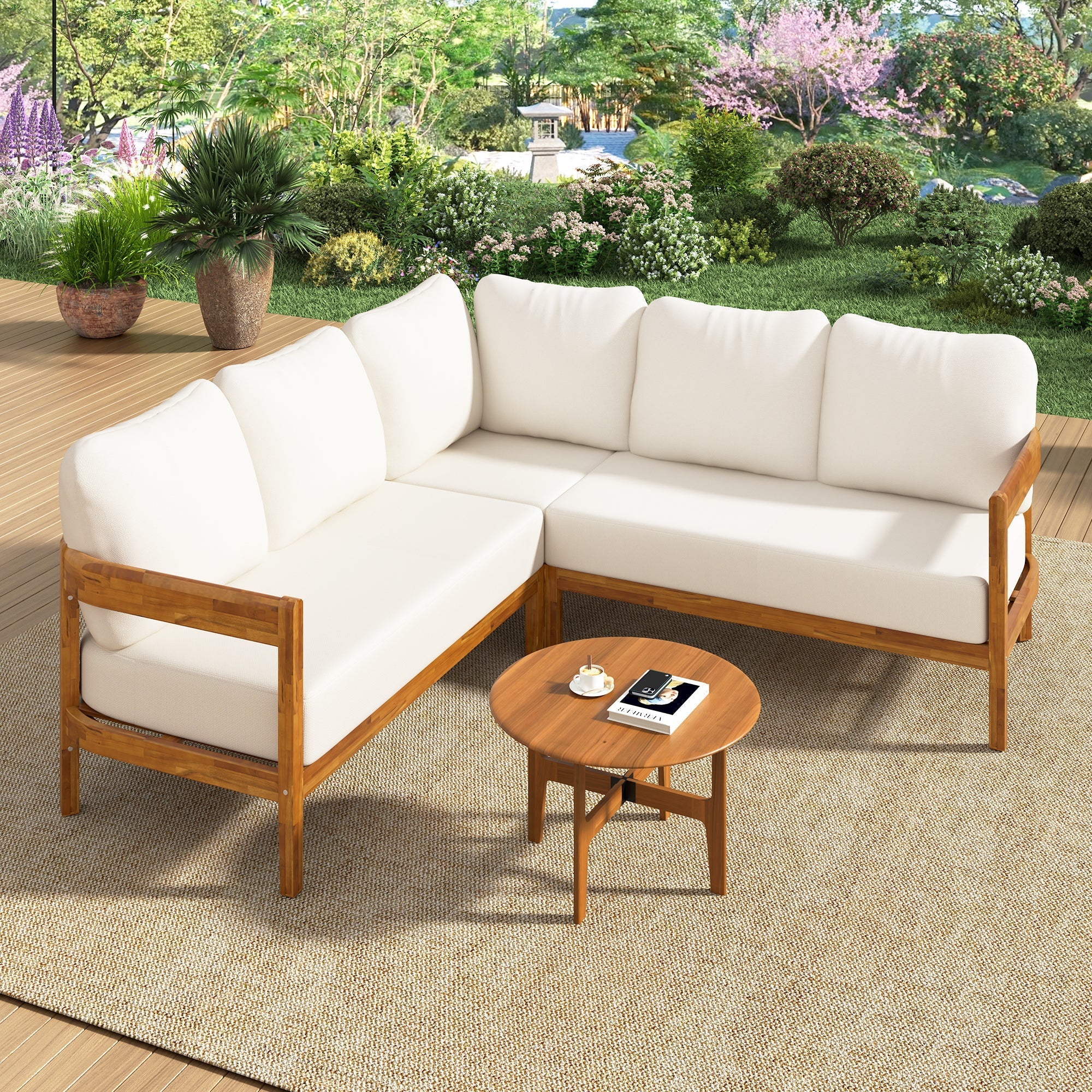 U Style Acacia Solid Wood Patio Furniture Set