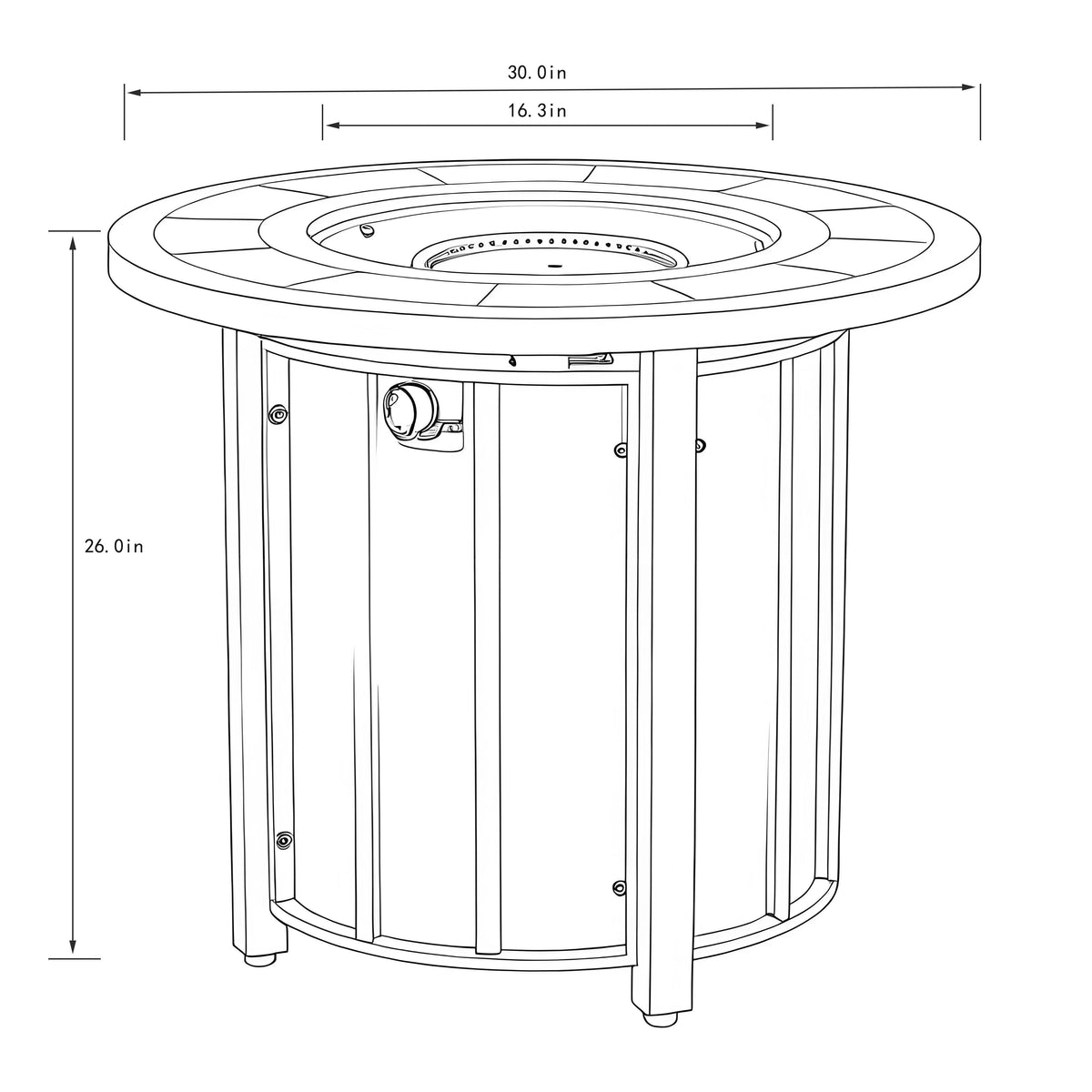 30" Propane Gas Fire Pit Table
