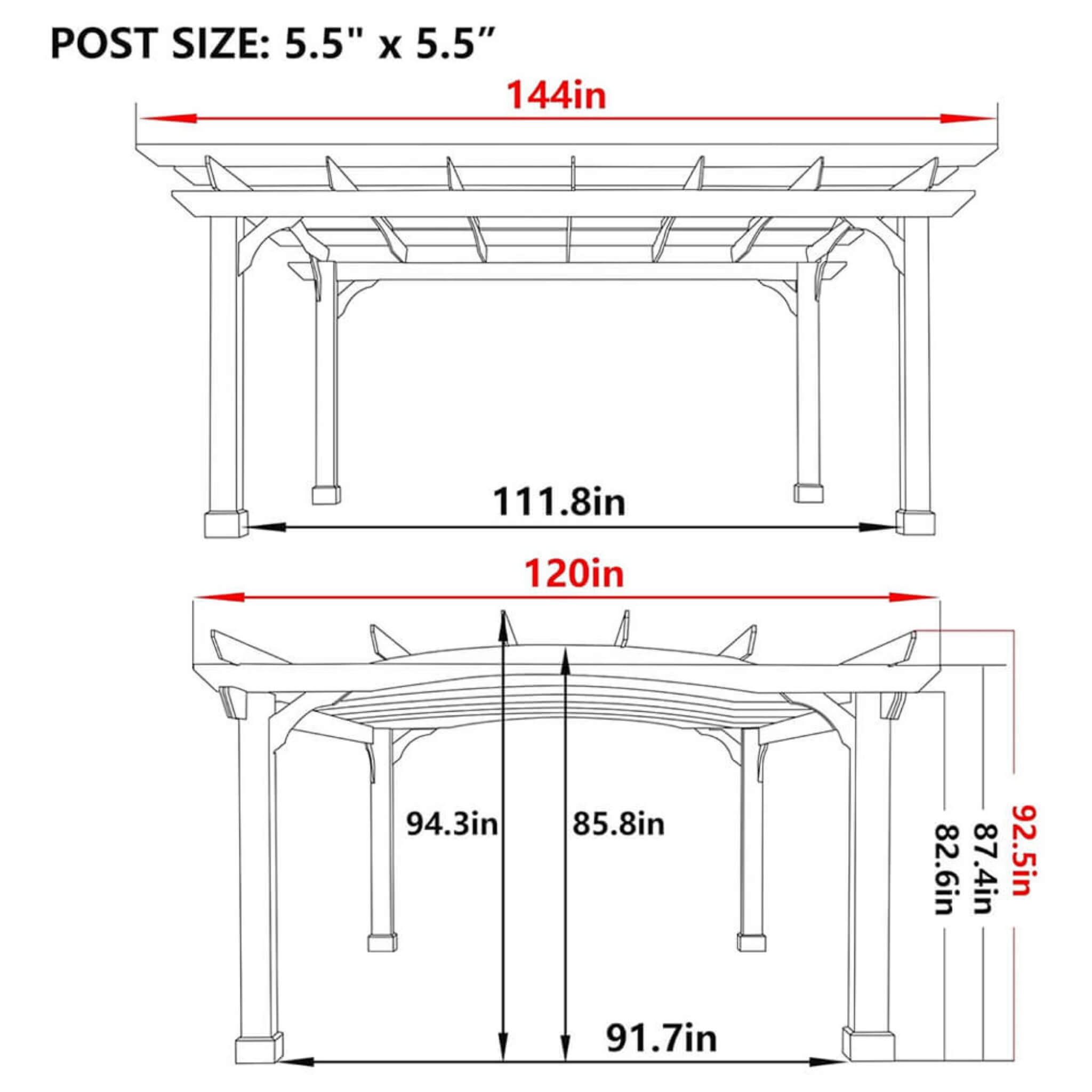Alora Premium Outdoor All-Season Backyard Patio Cedar Wood Gazebo Pergola With Arched Roof 10'x12' (SAK42915)