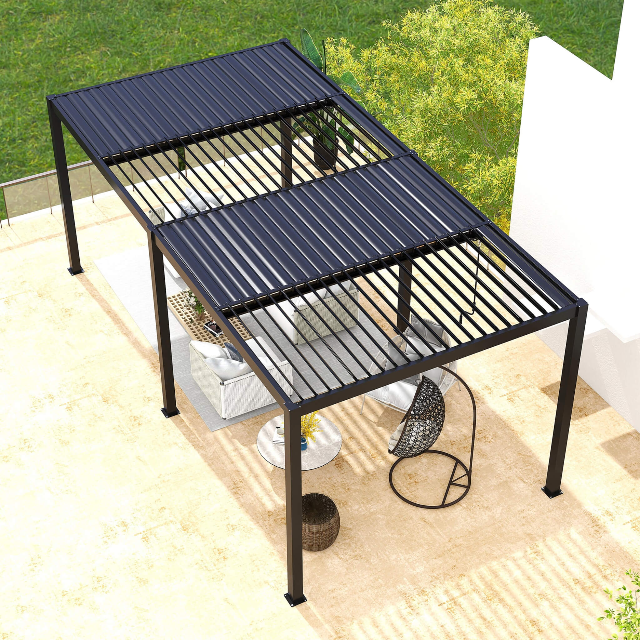 Alora Premium Powder-Coated Aluminum Pergola With Adjustable Louvers 10'x19' (SAK78345)