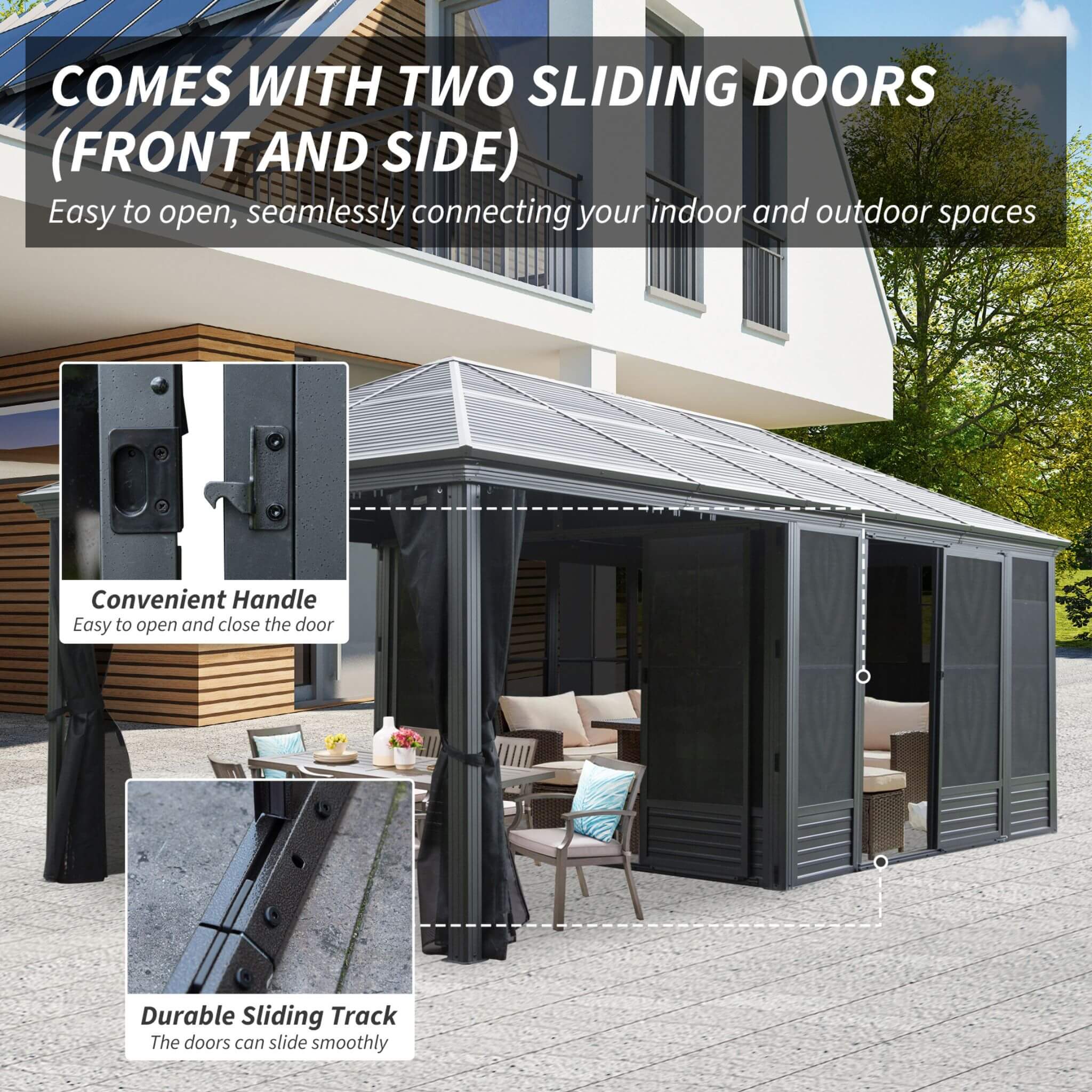 Alora Outdoor All-Season Solarium Sunroom Gazebo With Galvanized Steel Roof 11'x21' (SAK42018)