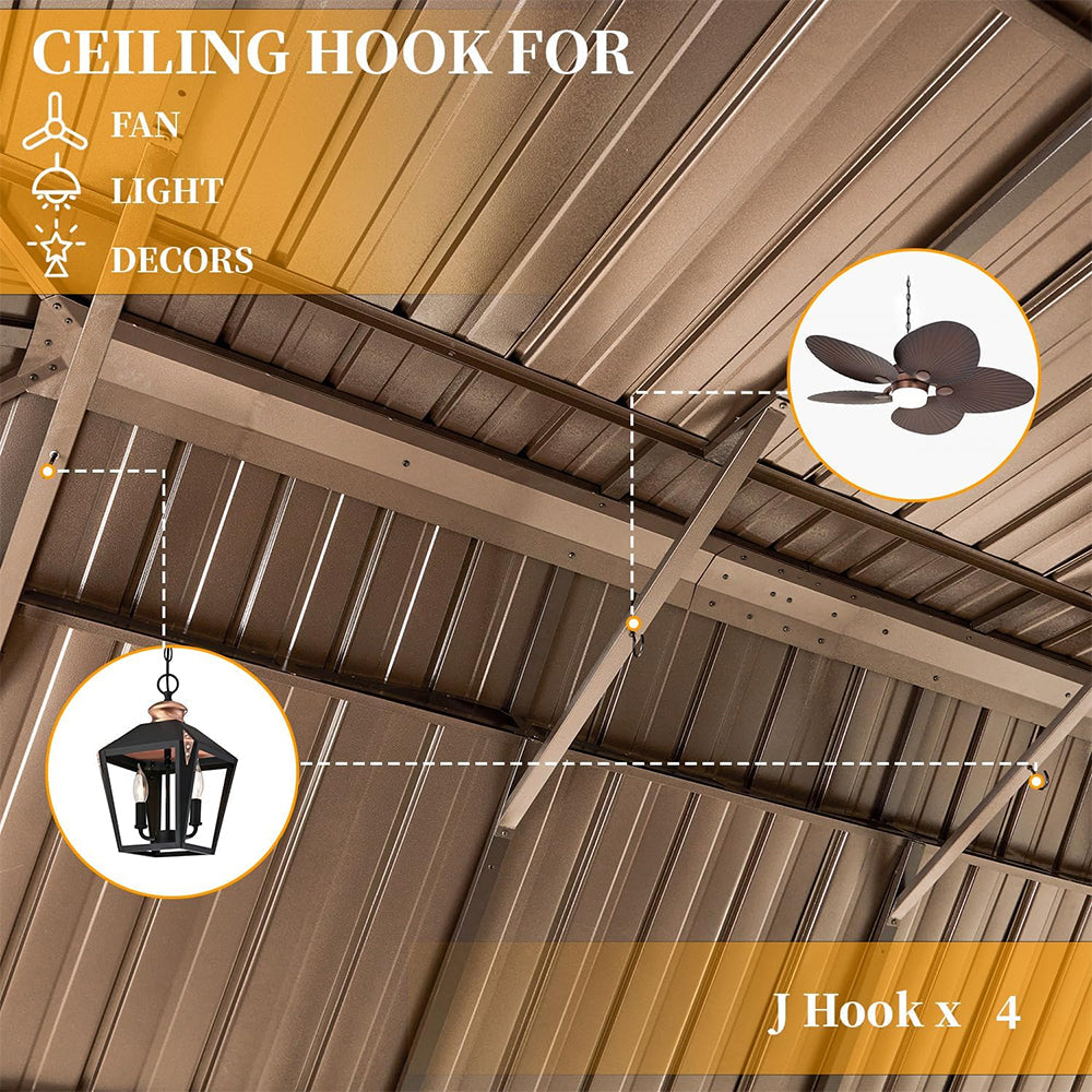 Alora Heavy-Duty Aluminum Galvanized Steel Double Roof Hardtop Gazebo With Netting And Curtains 14'x24' (SAK41853)