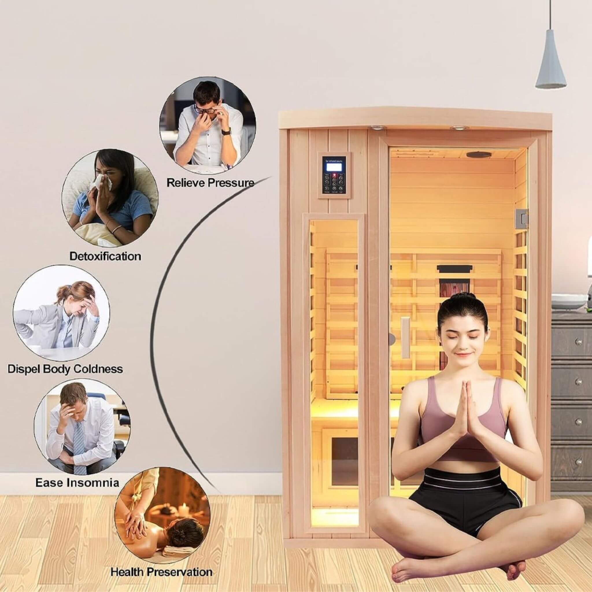 Thermora Orien 2-Person Low EMF FAR-Infrared Sauna | Canadian Hemlock | 1760W (SAK25714)