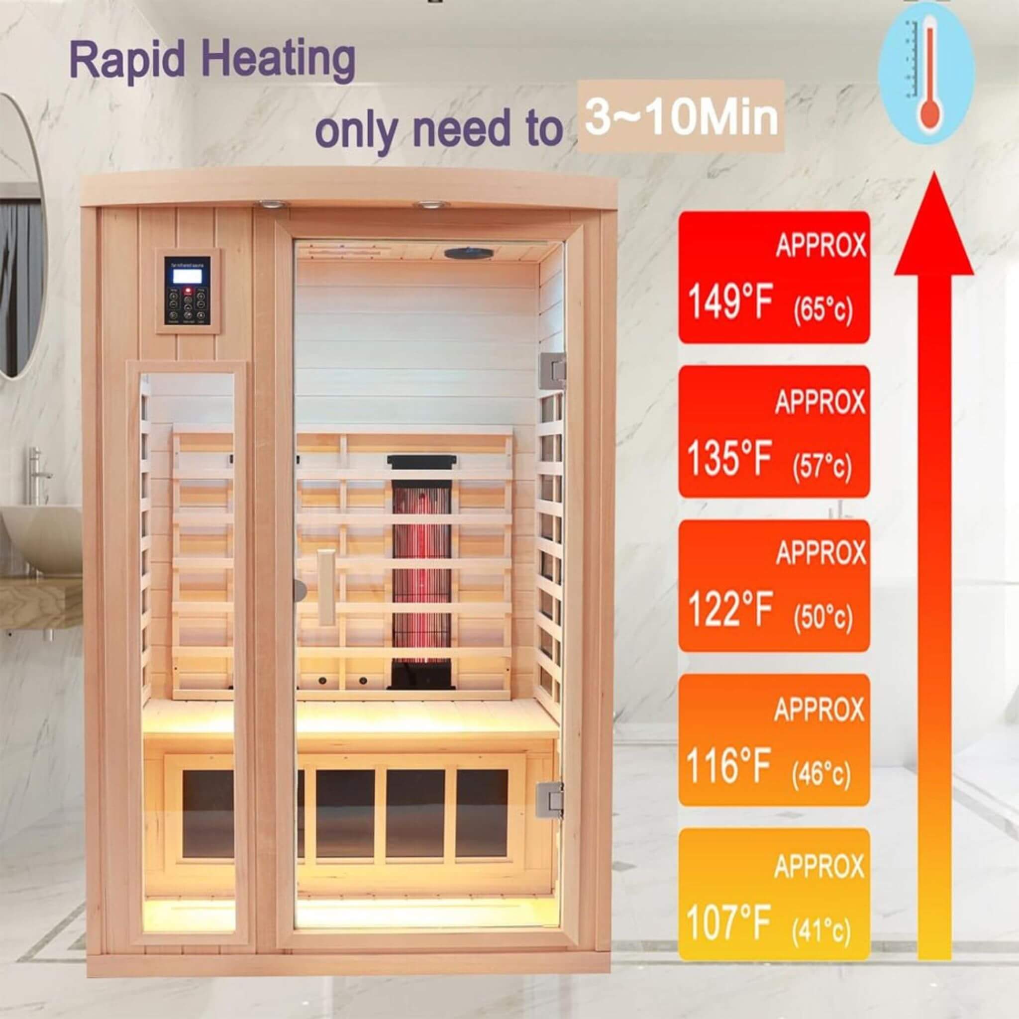 Thermora Orien 2-Person Low EMF FAR-Infrared Sauna | Canadian Hemlock | 1760W (SAK25714)