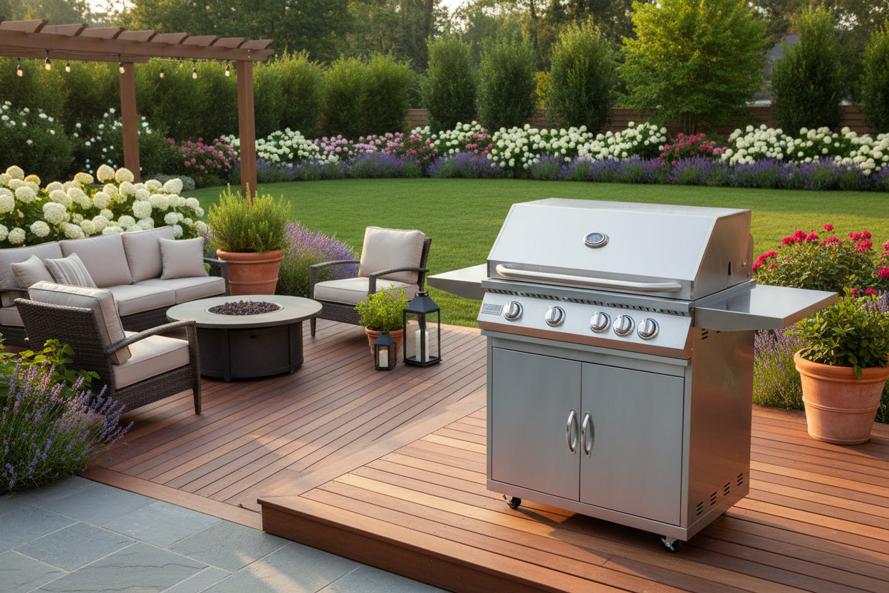 KoKoMo BBQ Grill Classic 32” 4-Burner with Cart – 304 Stainless Steel