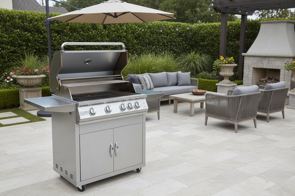 KoKoMo BBQ Grill 32 Inch - Professional 4-Burner Cart Made of Premium 304 Stainless Steel