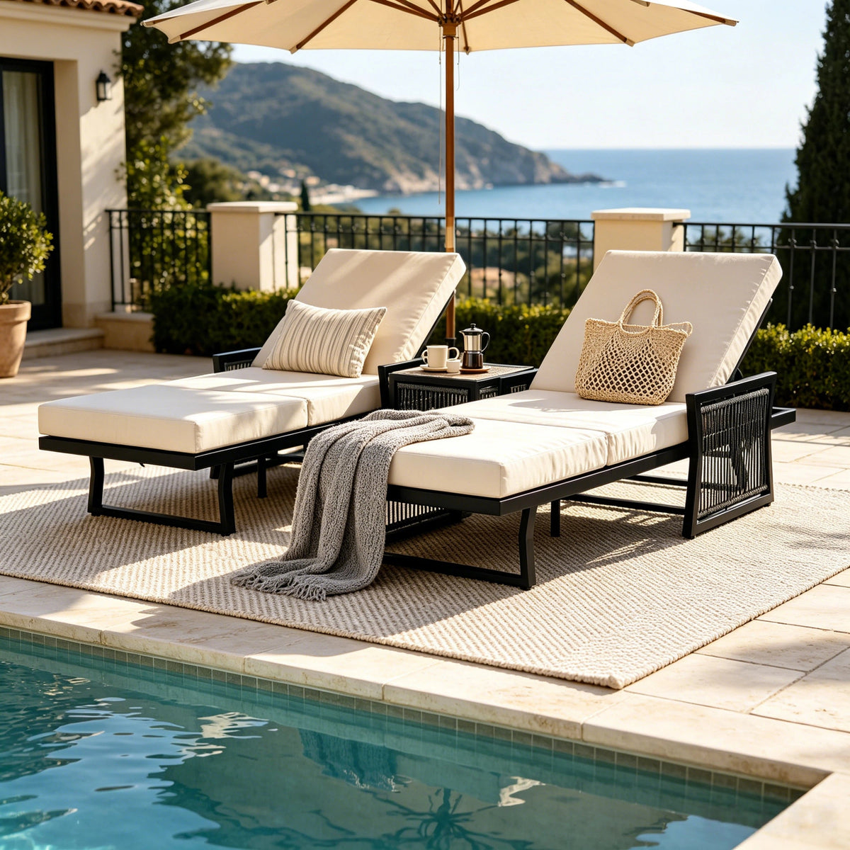 Black Mix Modern Chaise Lounge Set