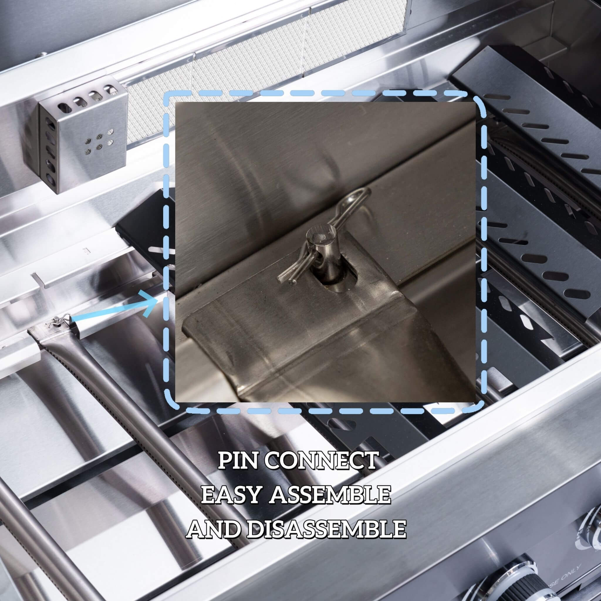 Castelle Flame Belmont 43-Inch 6-Burner 85K BTU Stainless Steel Outdoor BBQ Kitchen Grill Island With Wine Cooler, Rotisserie, And Sink (SAK19476)