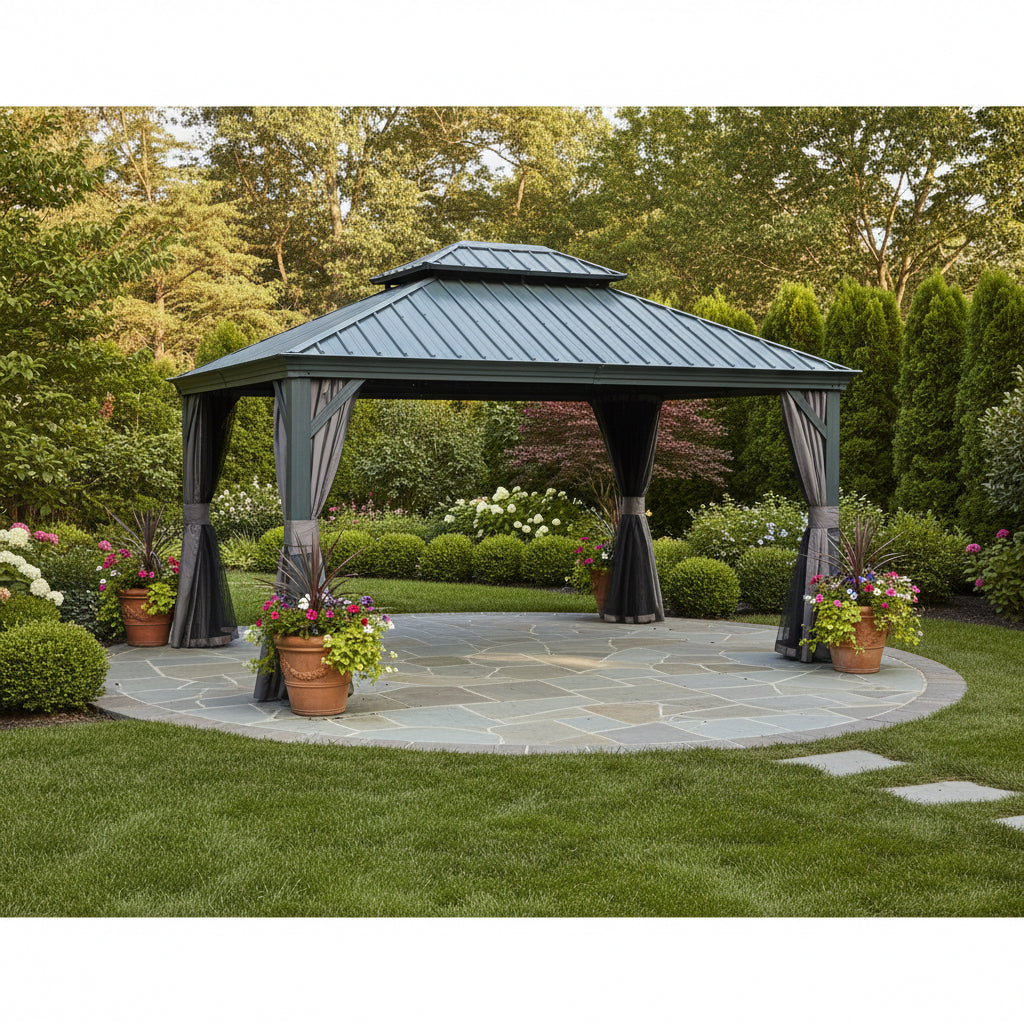 10' x 12' Hardtop Gazebo Outdoor Metal Gazebo