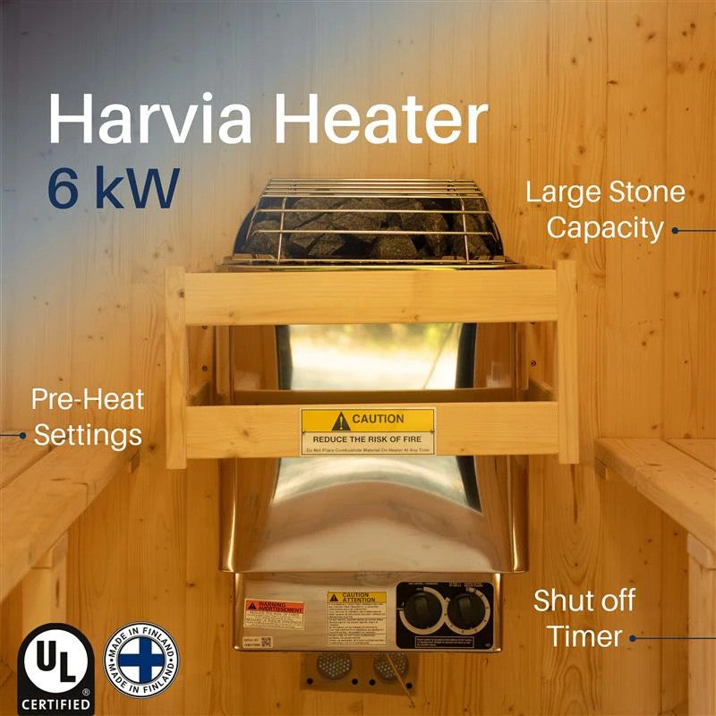 Anémona White Finland Pine Barrel Sauna with Front Porch Canopy - 2-4 Person