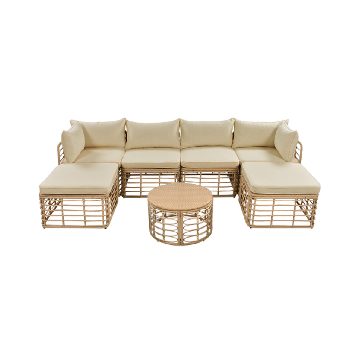 7-Piece Outdoor All-Weather Rattan Patio Sofa Set With Cushions (SAK47230)