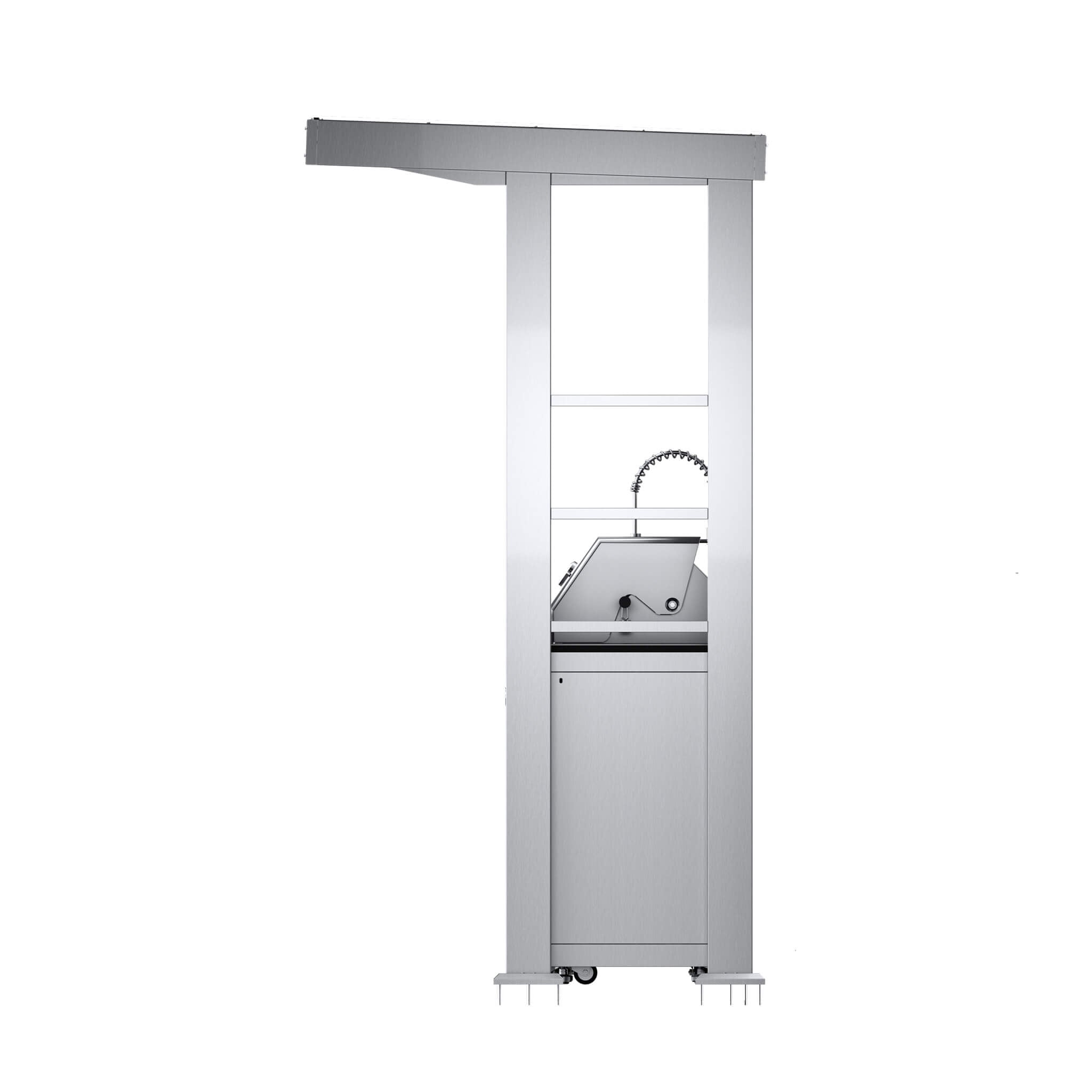 Castelle Flame Astoria 94-Inch 6-Burner 85K BTU Outdoor Kitchen Liquid Propane Grill Island With Wine Cooler, Rotisserie, Cabinets, And Granite Countertops (SAK68014)