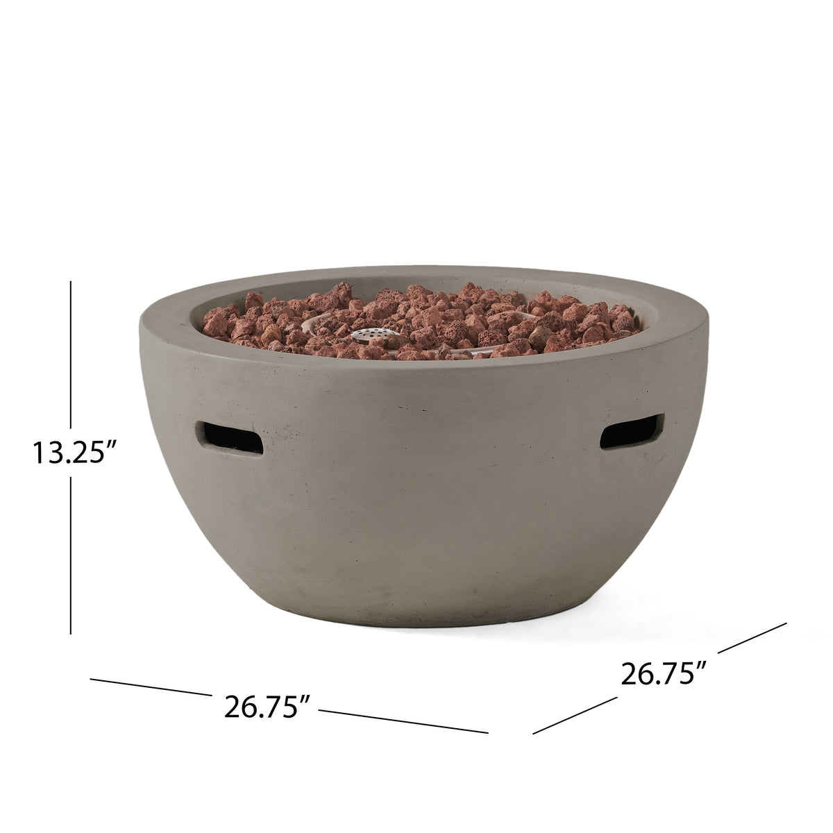 27" Bowl Shaped MGO 40,000 BTU Propane Fire Pit, Light