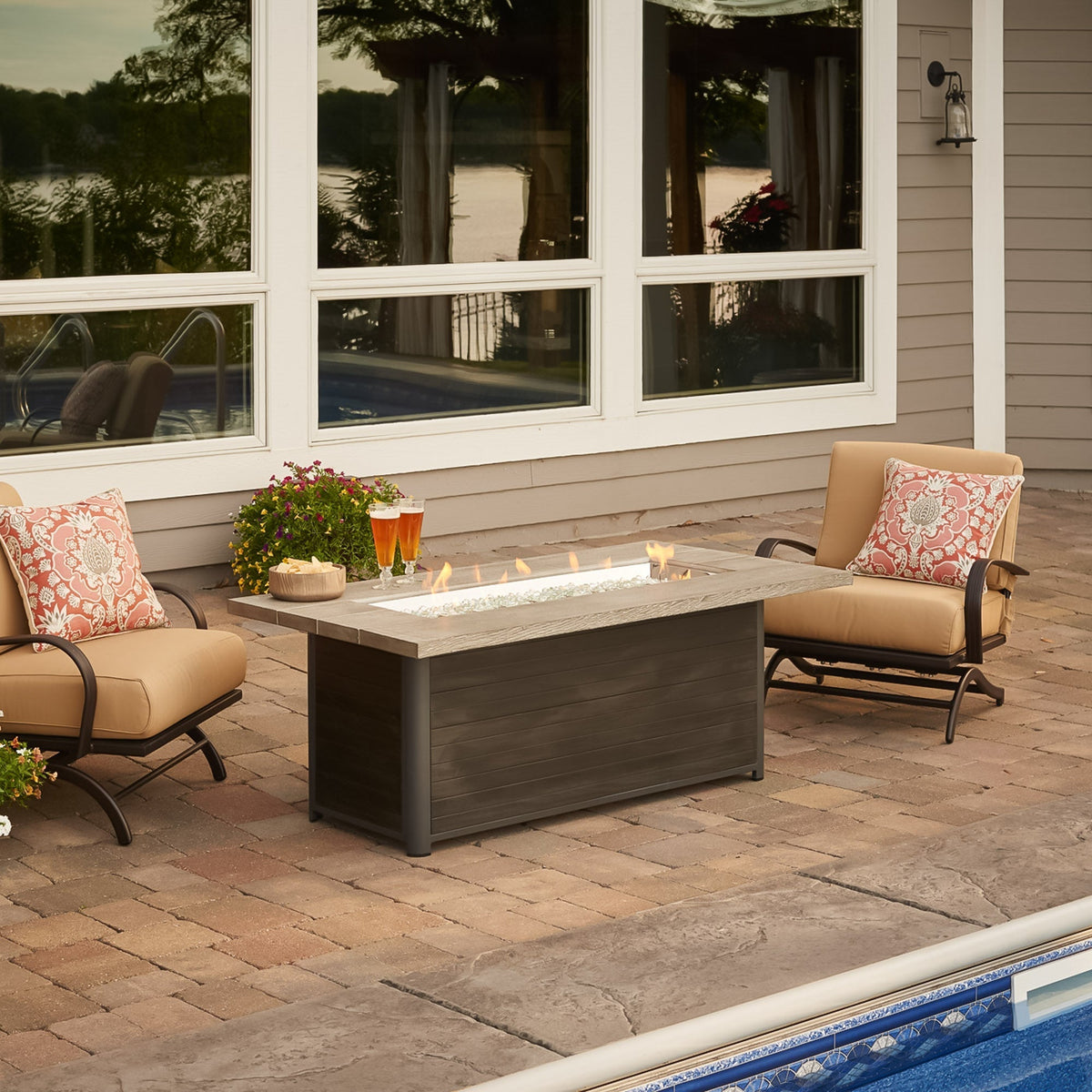 Cedar Ridge Linear Gas Fire Pit Table