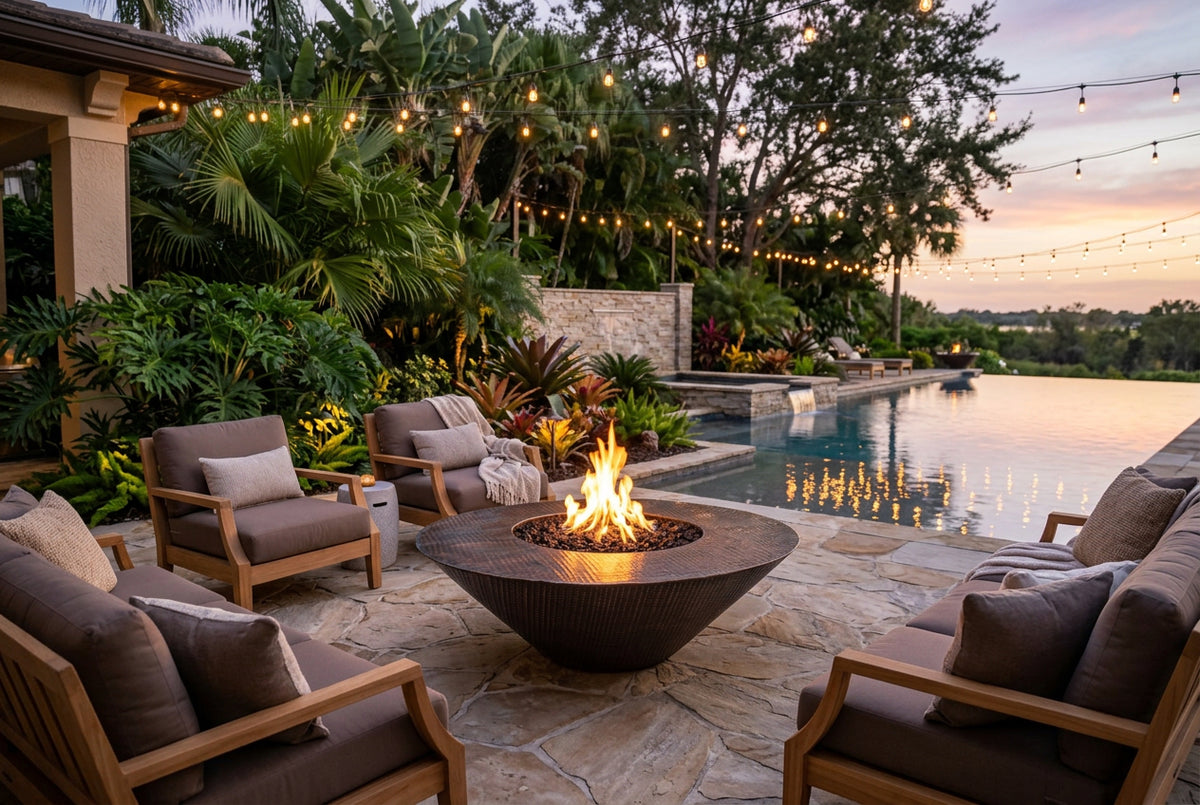 Cazo 48" Wide Ledge Hammered Copper Fire Pit by The Outdoor Plus