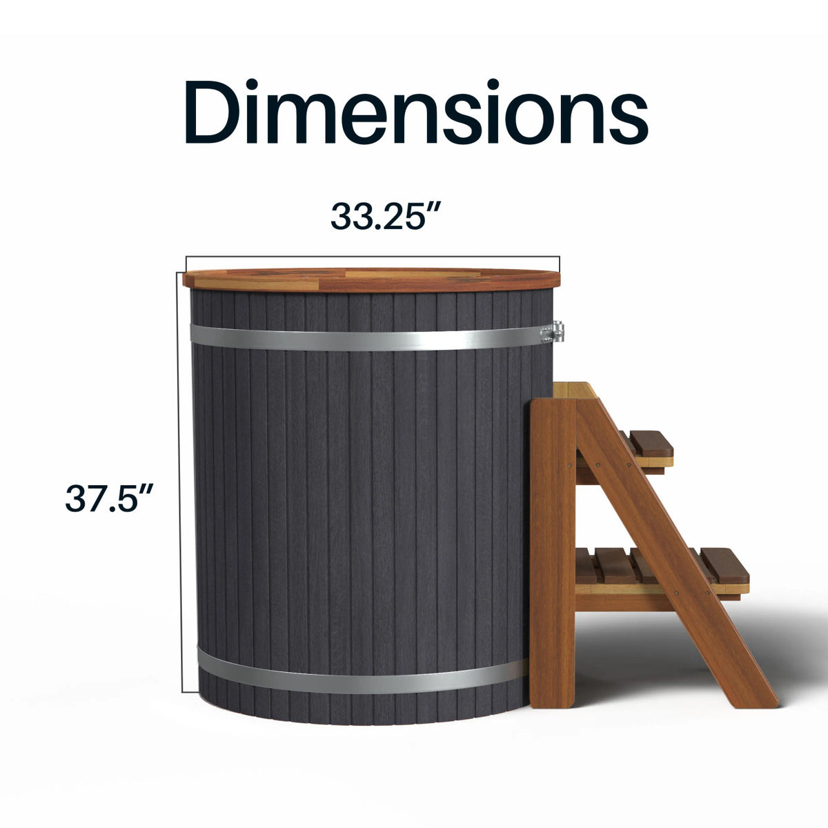 Lumina Outdoor Wooden Ice Bath Cold Plunge Tub | 118 Gallon Water Capacity | 37.5" x 33.25"