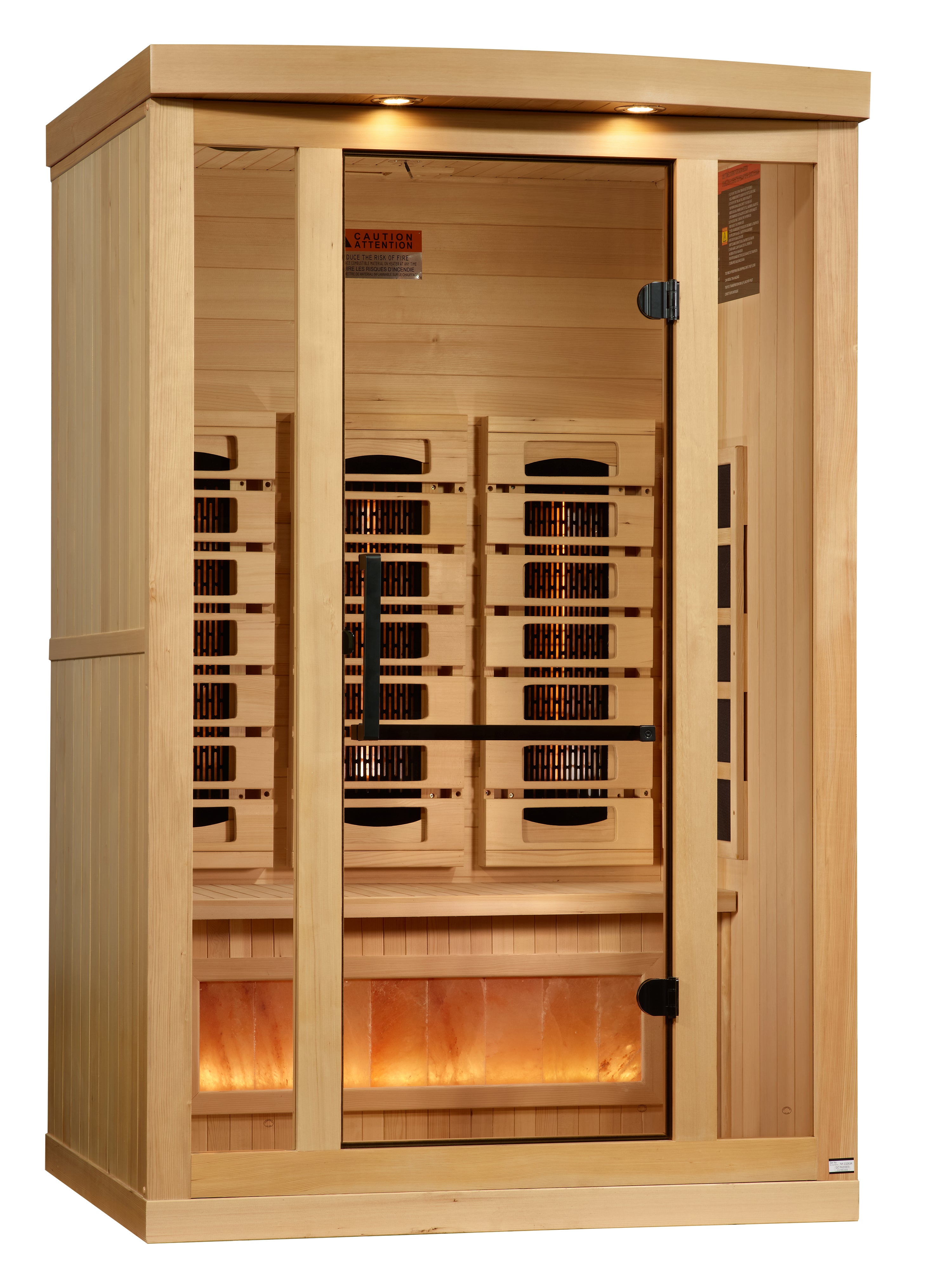 Golden Designs 2-Person Full Spectrum PureTech™ Near Zero (Under 3MG) EMF FAR Infrared Sauna with Himalayan Salt Bar (Canadian Hemlock)