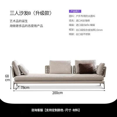 Outdoor Rattan Garden Sofa – Modern Aluminum Frame with Removable Cushions