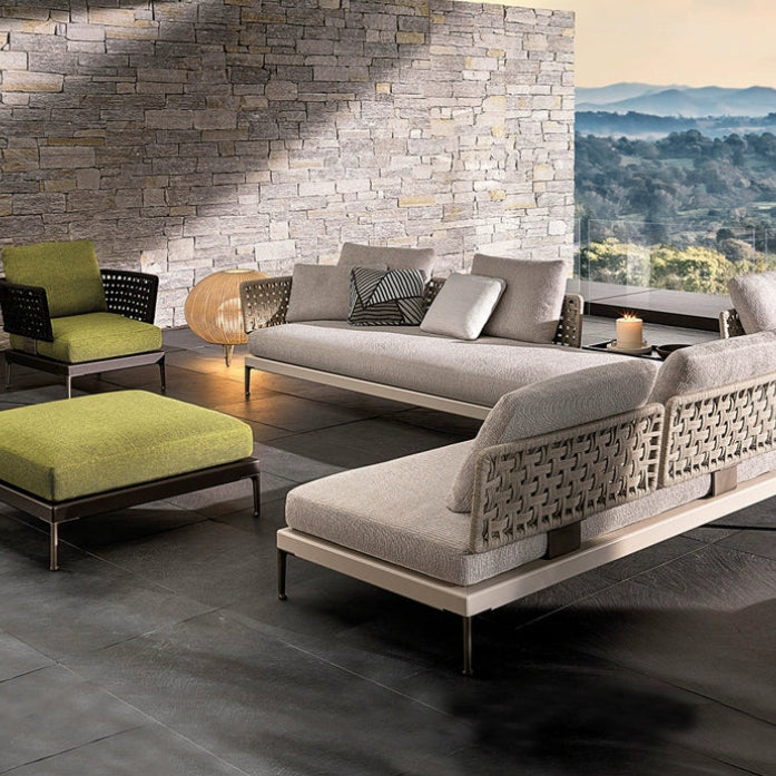 Outdoor Rattan Garden Sofa – Modern Aluminum Frame with Removable Cushions