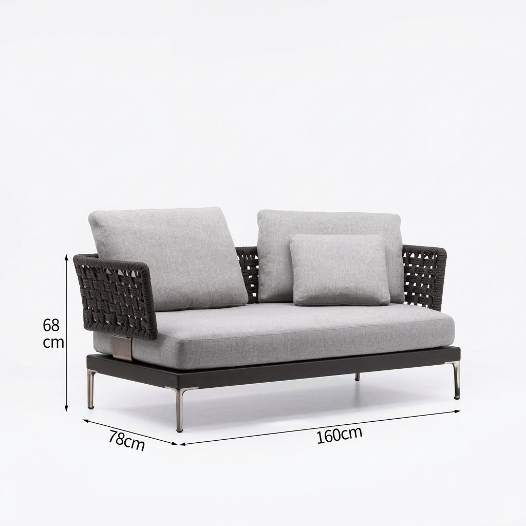 Outdoor Rattan Garden Sofa – Modern Aluminum Frame with Removable Cushions
