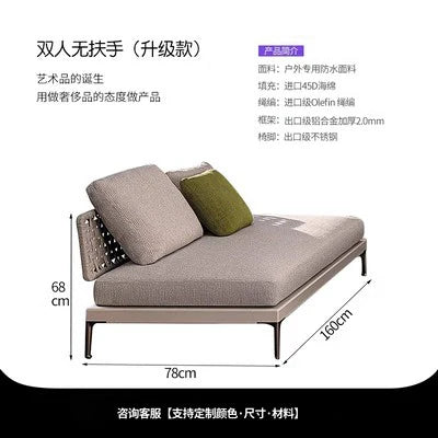 Outdoor Rattan Garden Sofa – Modern Aluminum Frame with Removable Cushions