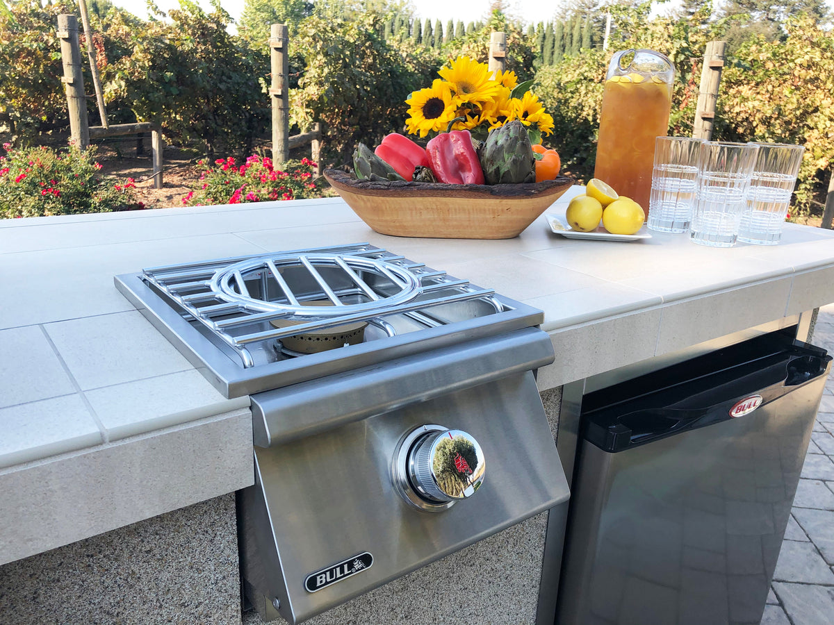 Bull Slide-In Pro Gas Side Burner with Stainless Steel Lid
