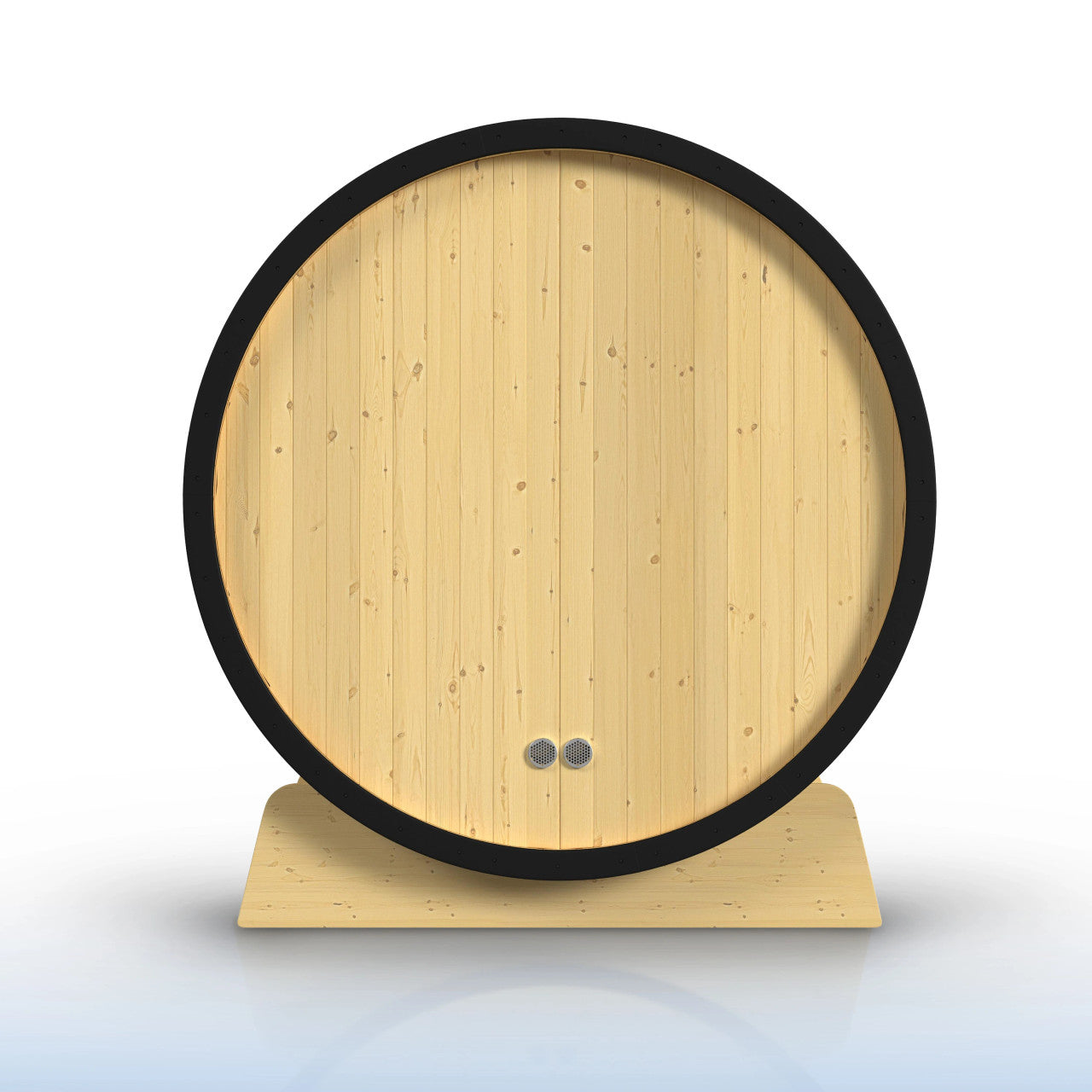 Celasia White Finland Pine Barrel Sauna with Front Porch Canopy - 2-4 Person