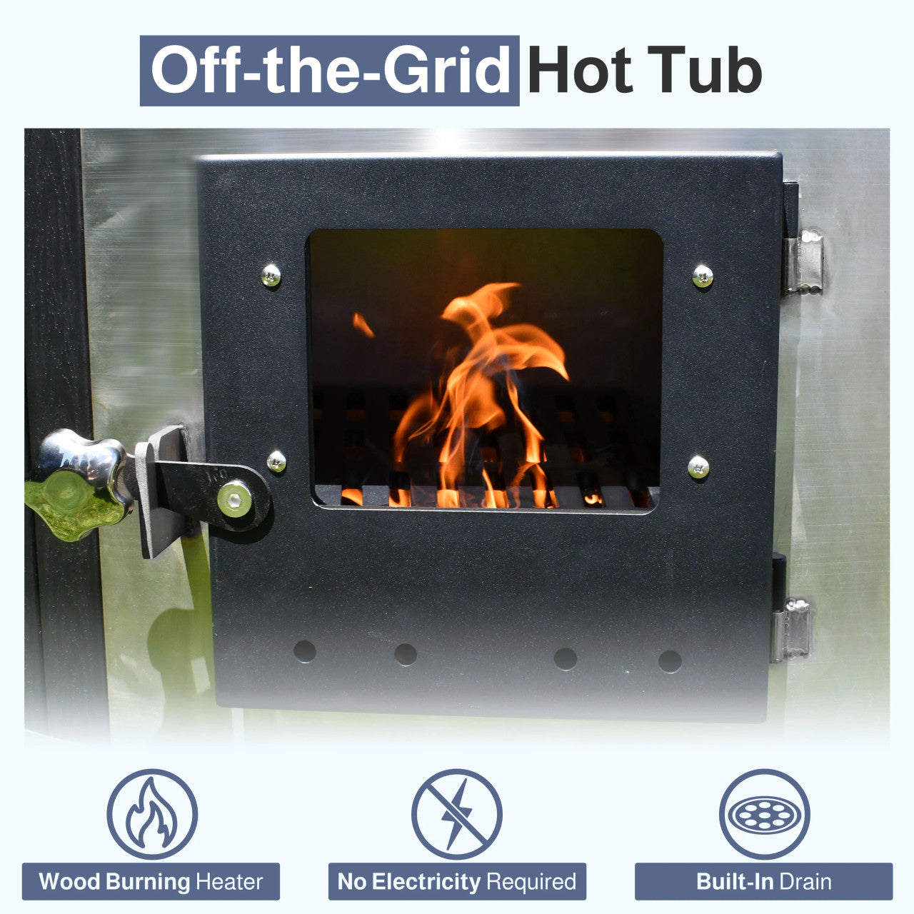 Stainless Steel Hot Tub & Cold Plunge Tub – Wood-Fired Heater – 3-5 People