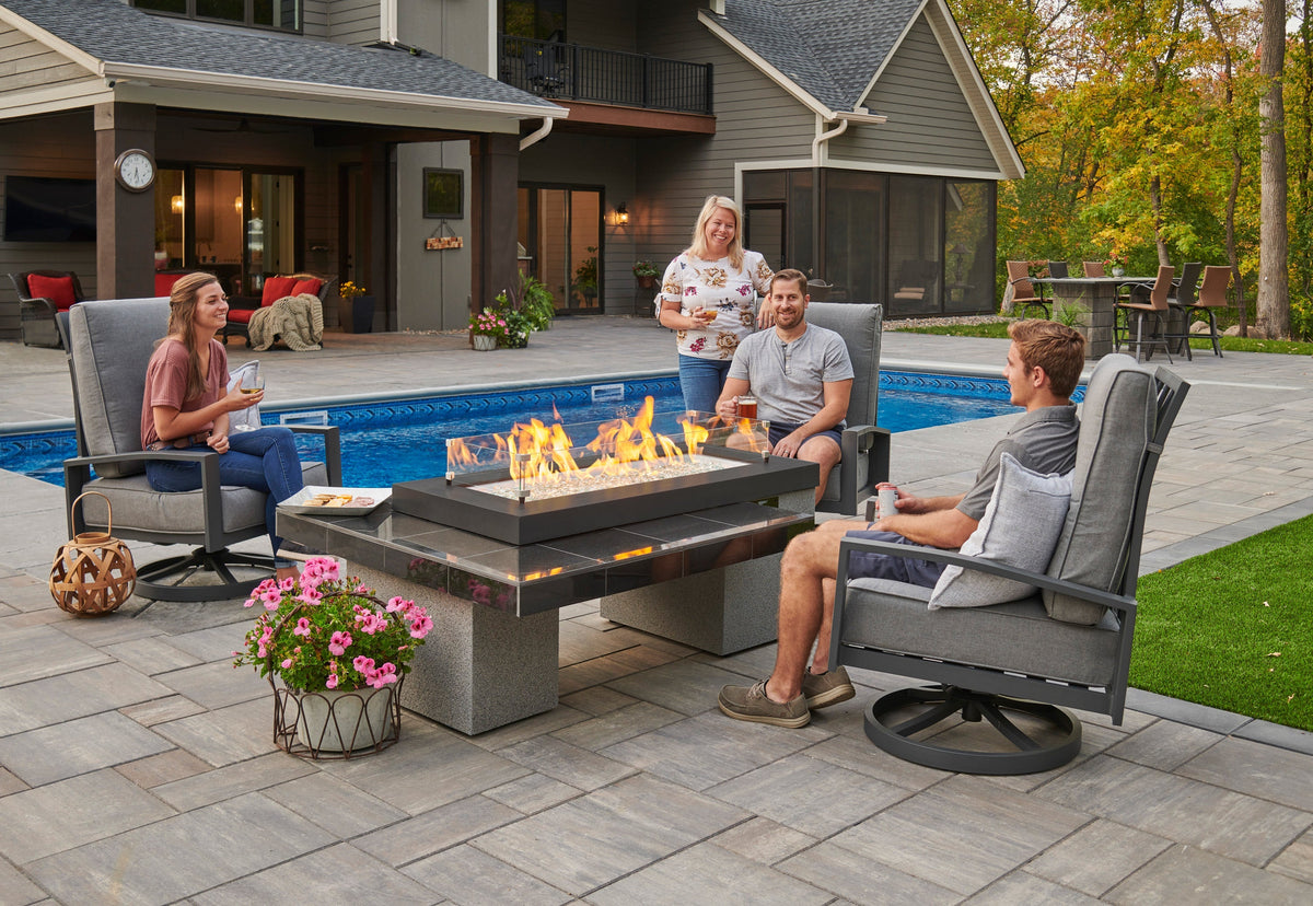Uptown Black Linear Gas Fire Pit Table