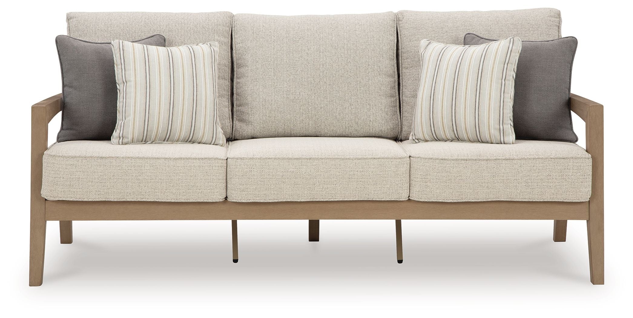 Hallow Creek Outdoor Sofa with Cushion – Driftwood Weatherwood Frame & Nuvella+™ Fabric