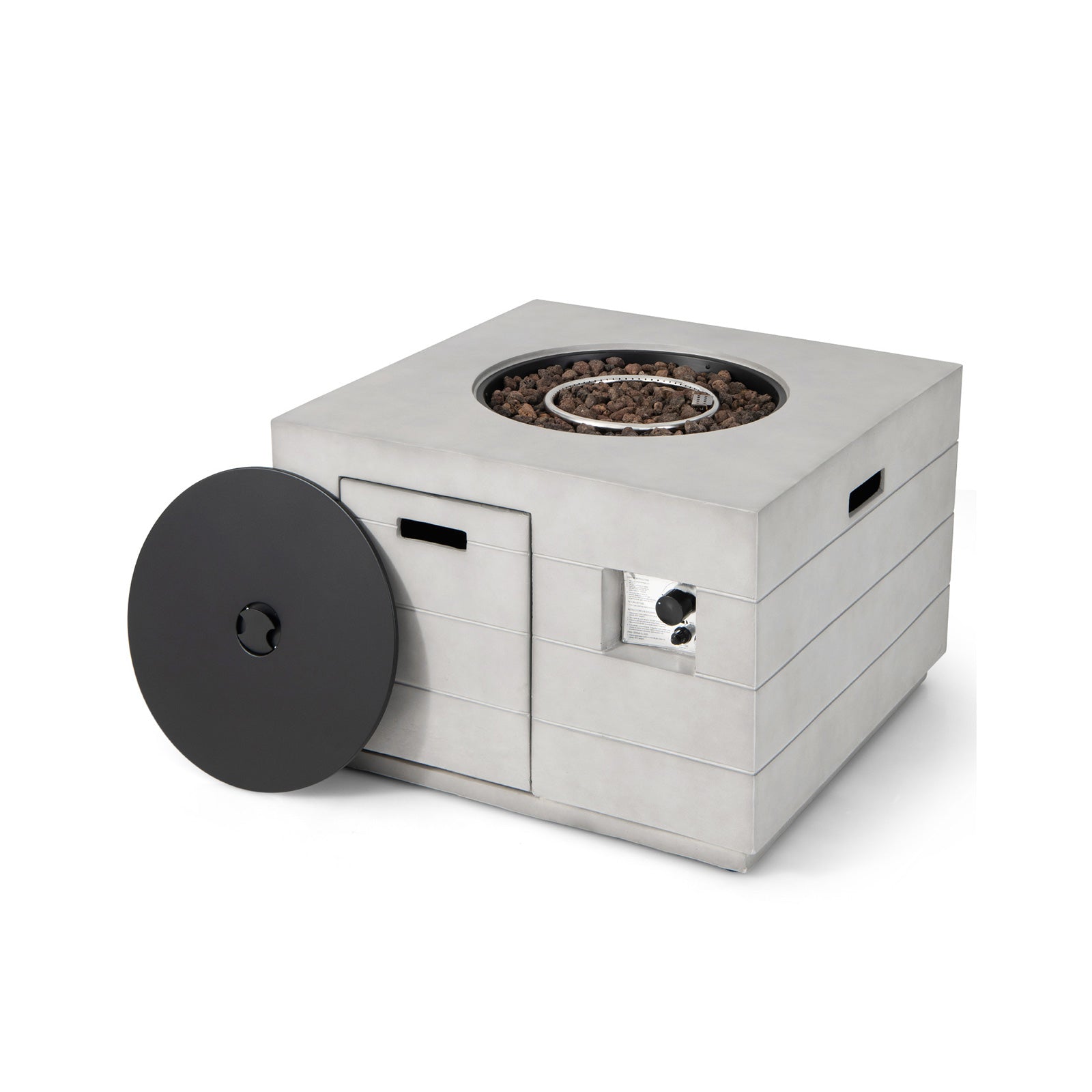 Square Concrete Propane Fire Pit Table