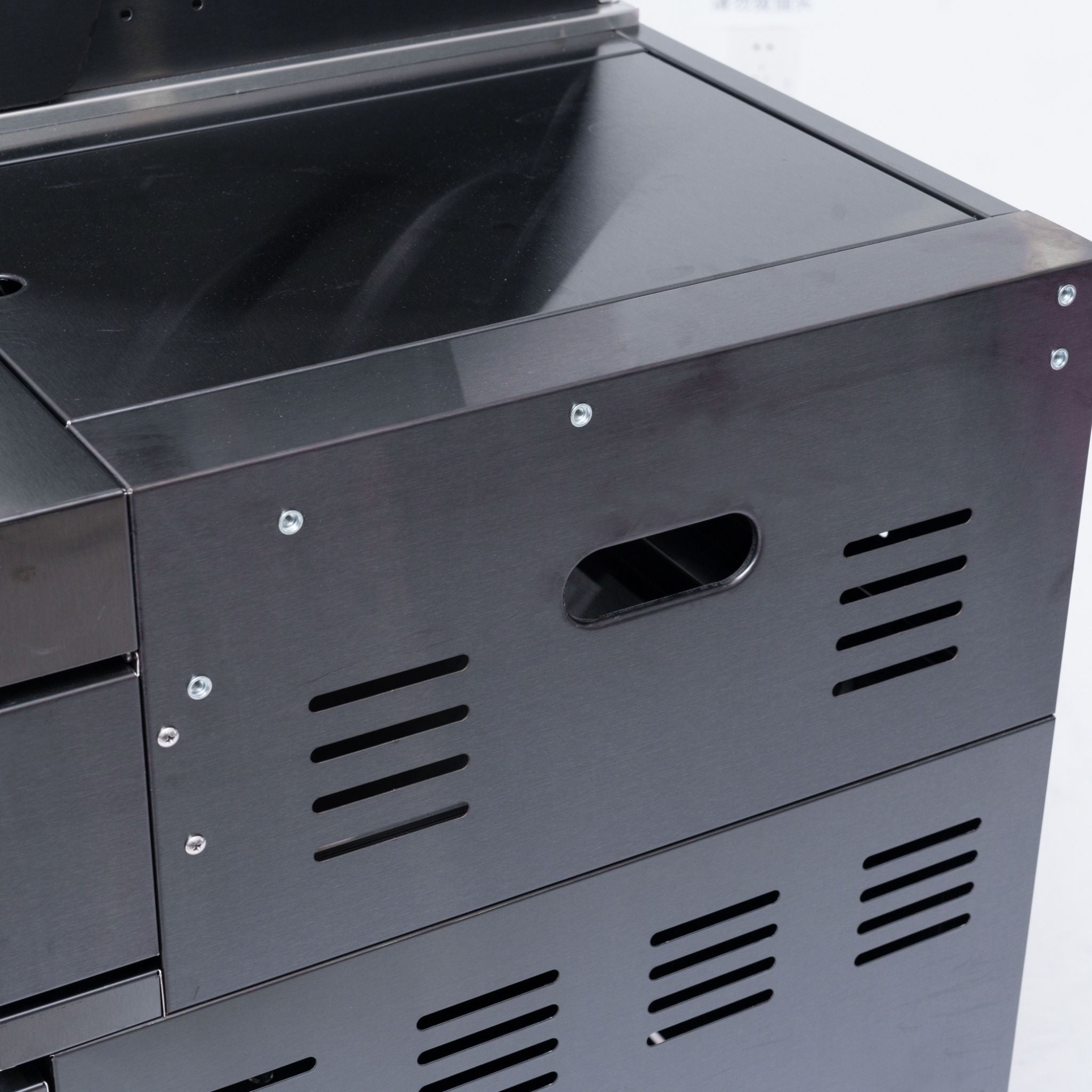 Castelle Flame Premium Black Stainless Steel 4-Burner Liquid Propane Kitchen Grill Island With Rotisserie Kit (SAK48157)