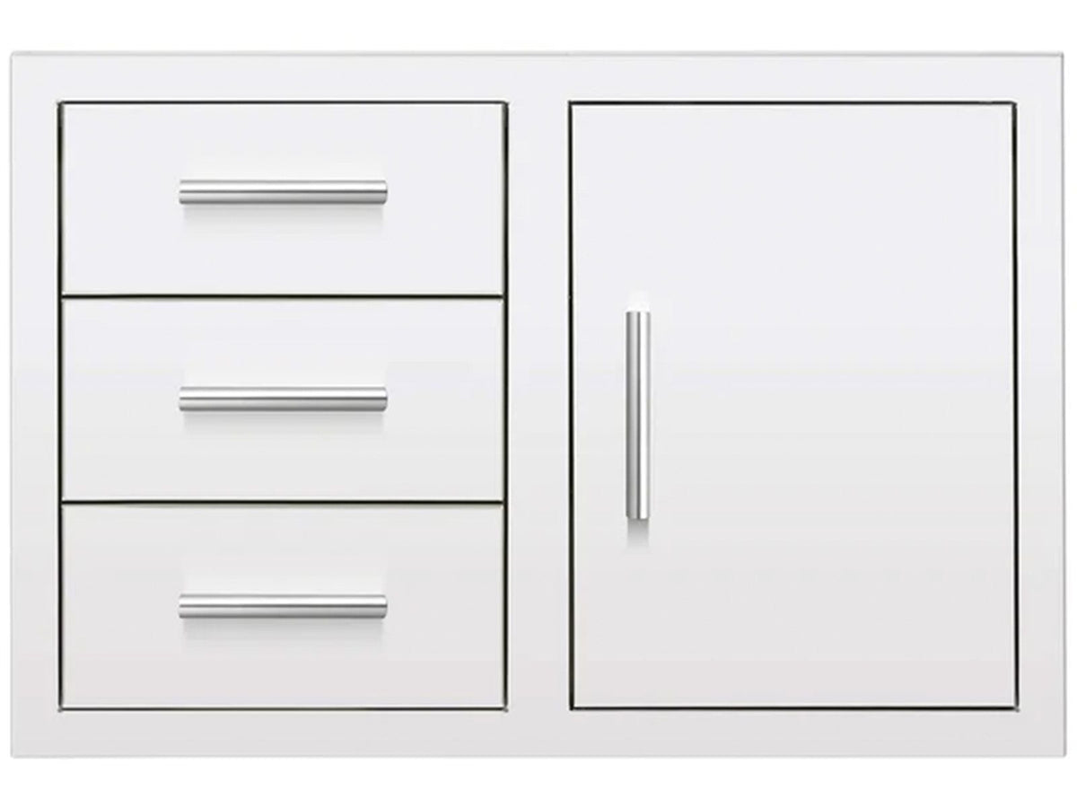 Summerset 33-Inch Stainless Steel Flush Mount 3-Drawer & Access Door Combo with Hidden Hinge