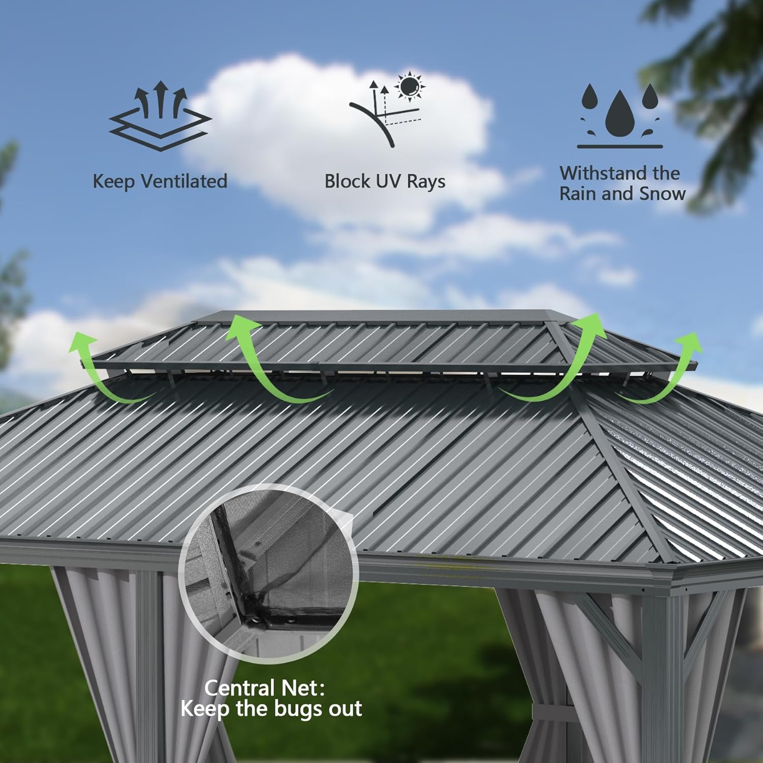 13x13FT Hardtop Outdoor Gazebo