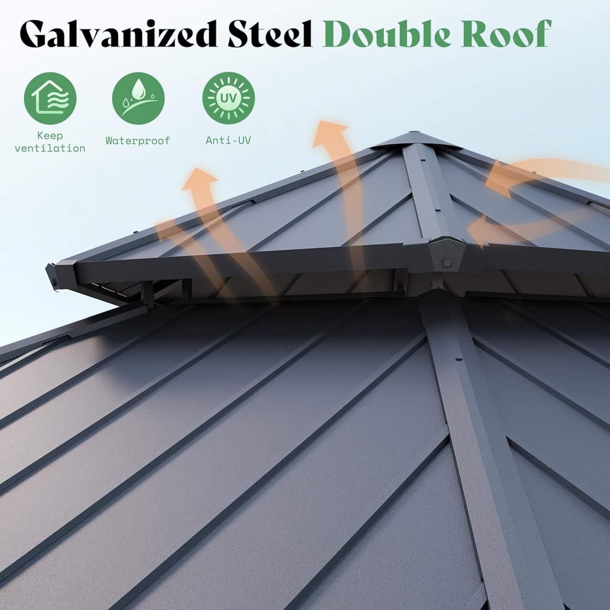 Alora Double-Tier Hexagonal Metal Patio Gazebo