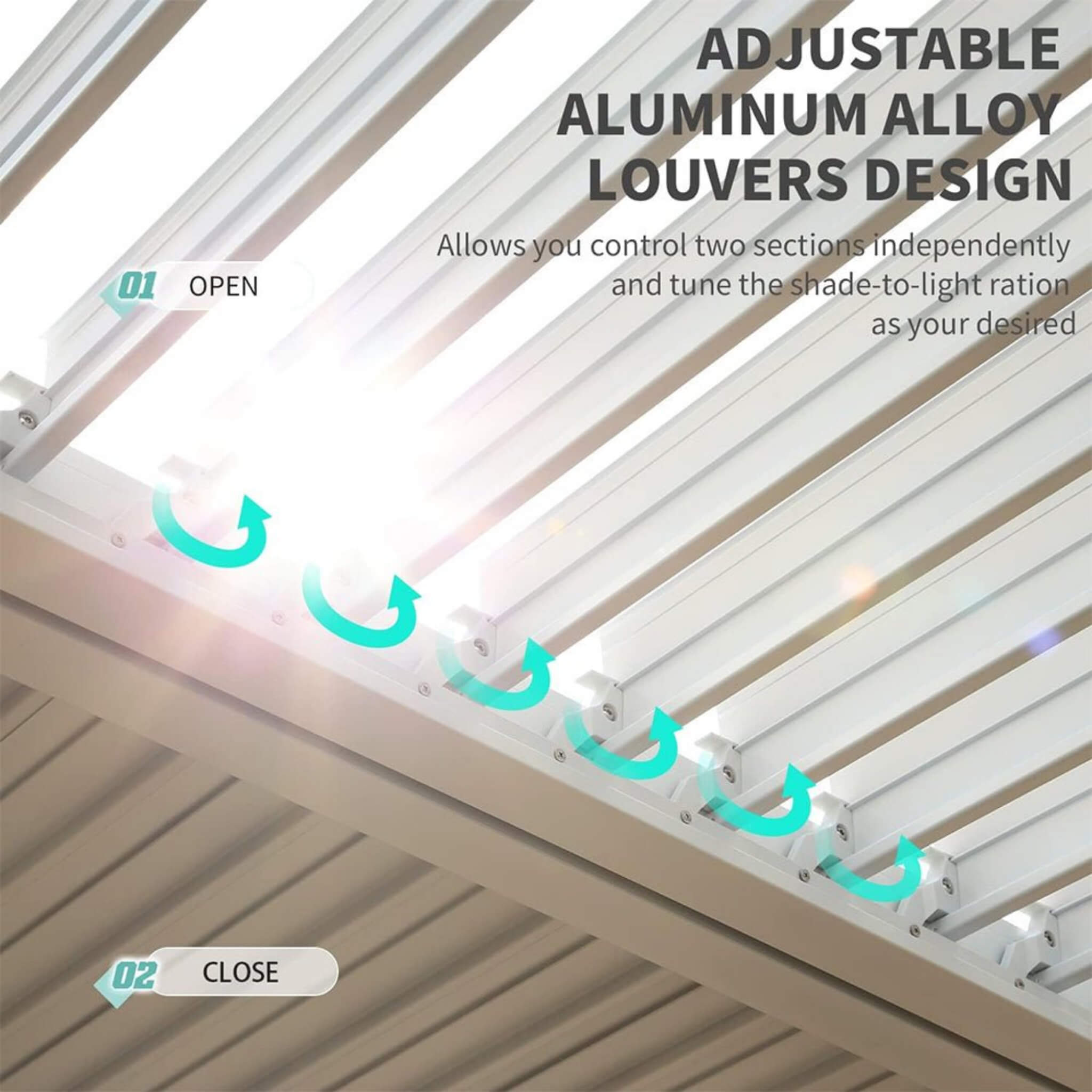 Alora Outdoor Hardtop Louvered Pergola With Adjustable Aluminum Rainproof Roof 12'x20' (SAK18625)