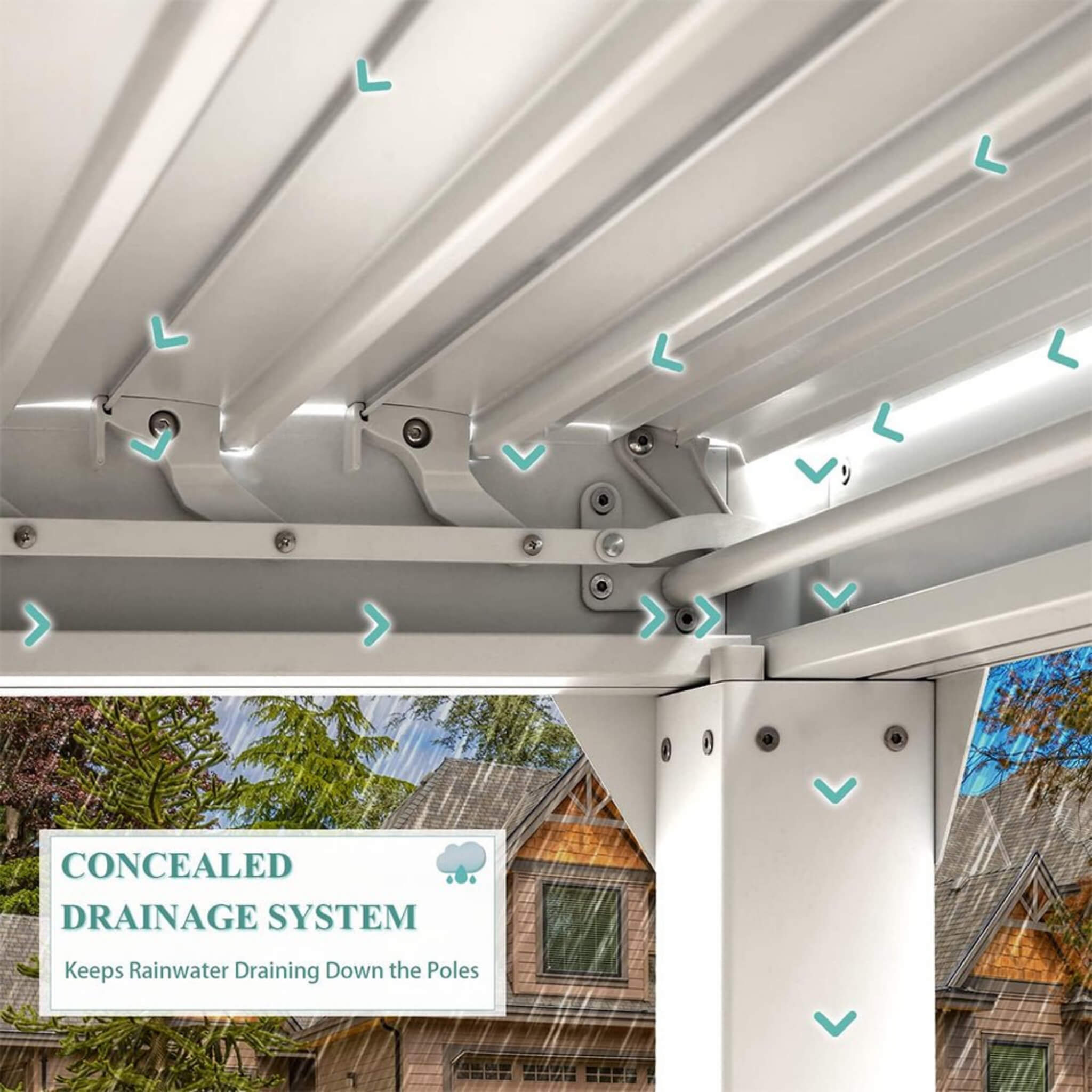 Alora Outdoor Hardtop Louvered Pergola With Adjustable Aluminum Rainproof Roof 12'x20' (SAK18625)