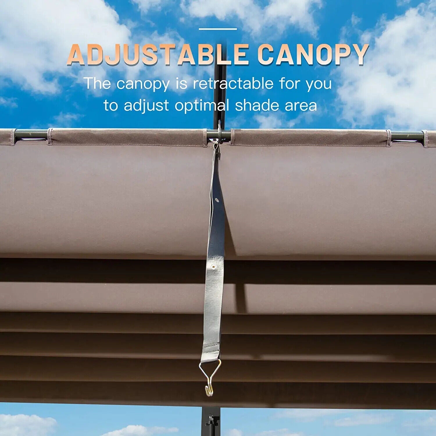 Outdoor Retractable Backyard Aluminum Metal Pergola Gazebo With Roof 11'x16' (SAK16804)