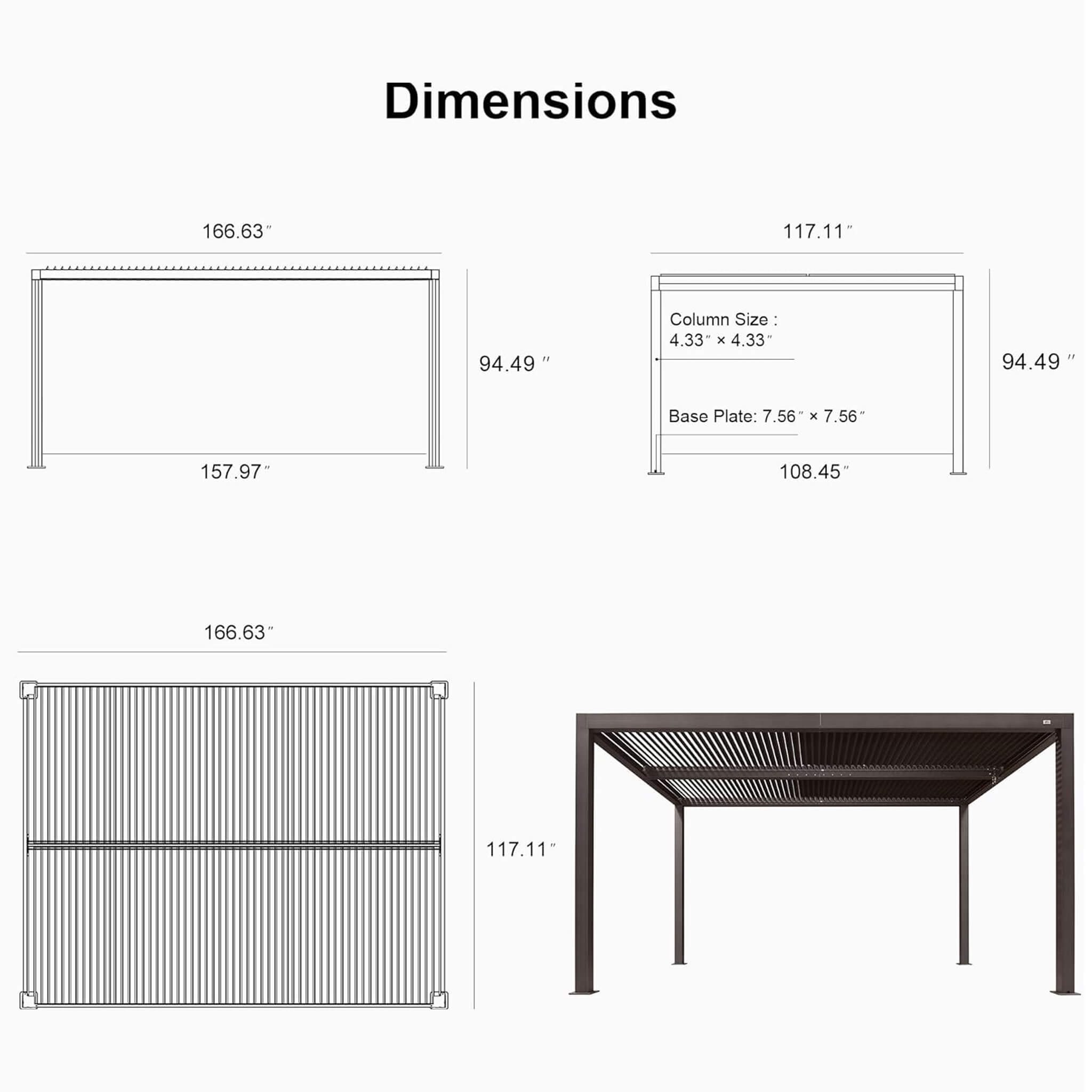 Alora Aluminum Louvered Patio Pergola