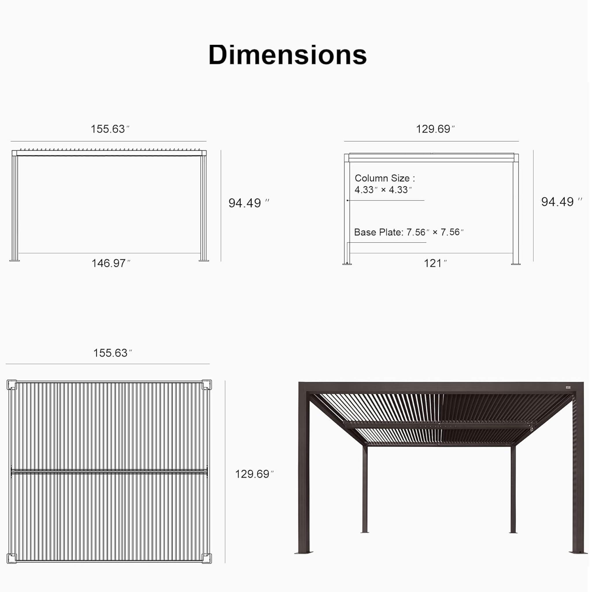Alora Aluminum Louvered Patio Pergola