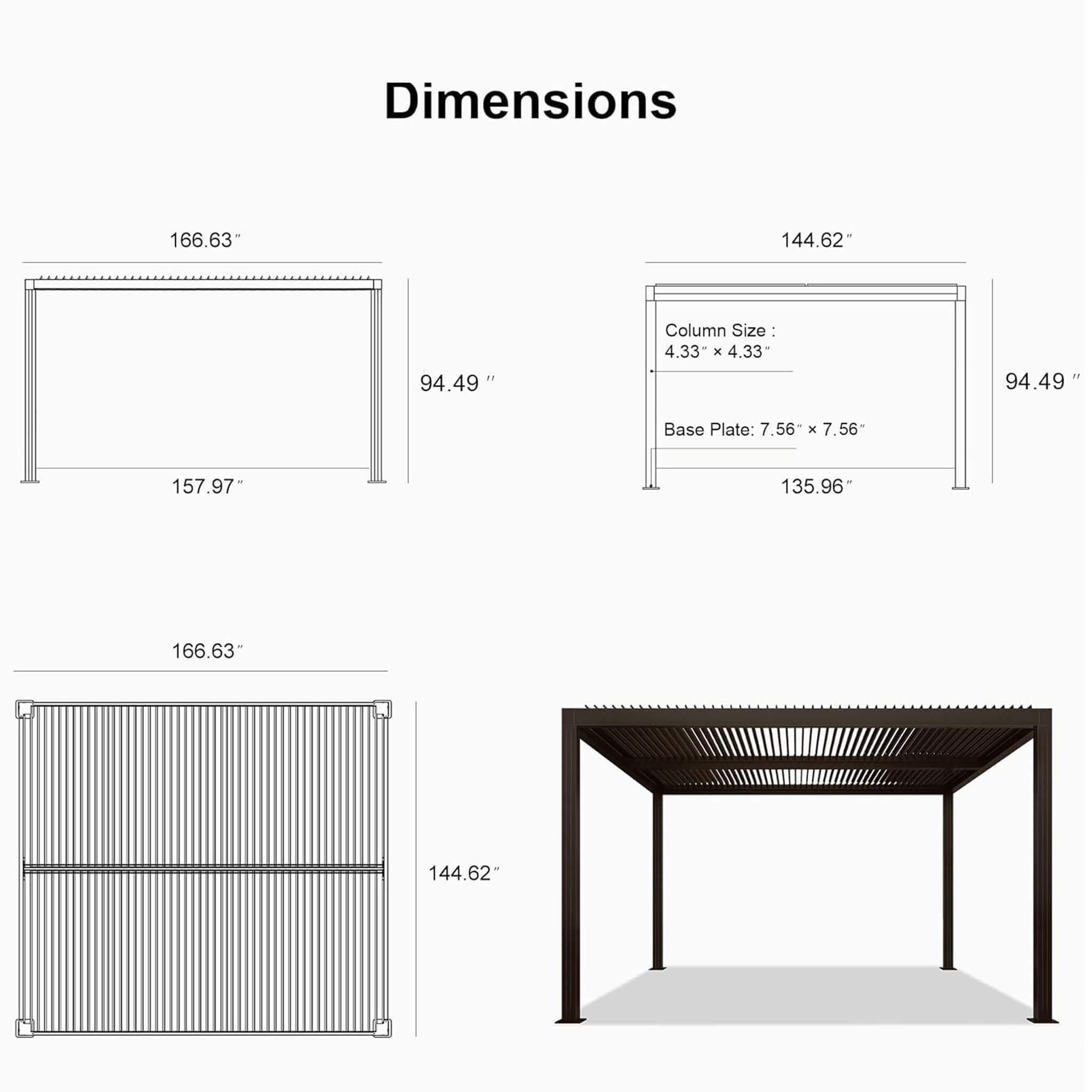Alora Aluminum Louvered Patio Pergola