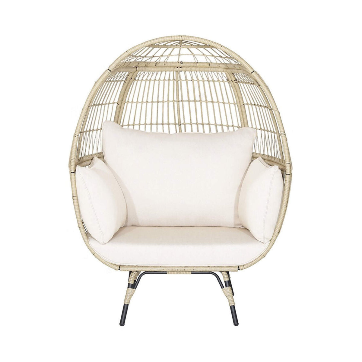 Premium 57-Inch Oversized Rattan Patio Egg Lounge Chair Basket With Cushions (SAK91684)