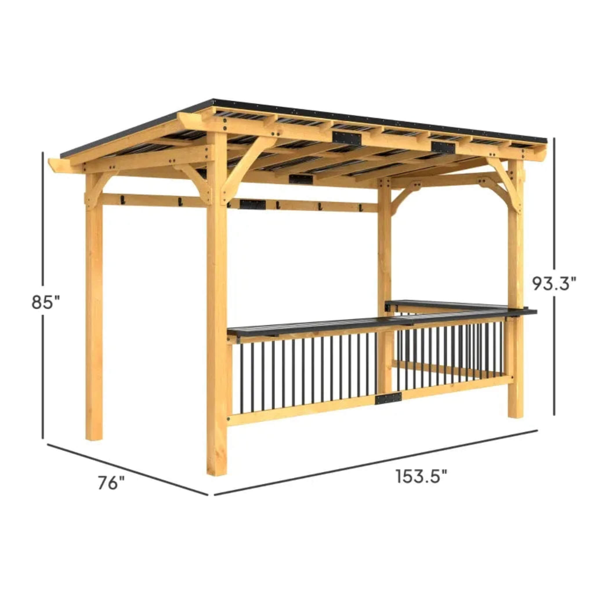 [06X13FT] Alora Premium Outdoor Hardtop Wooden BBQ Grill Gazebo (SAK97420)