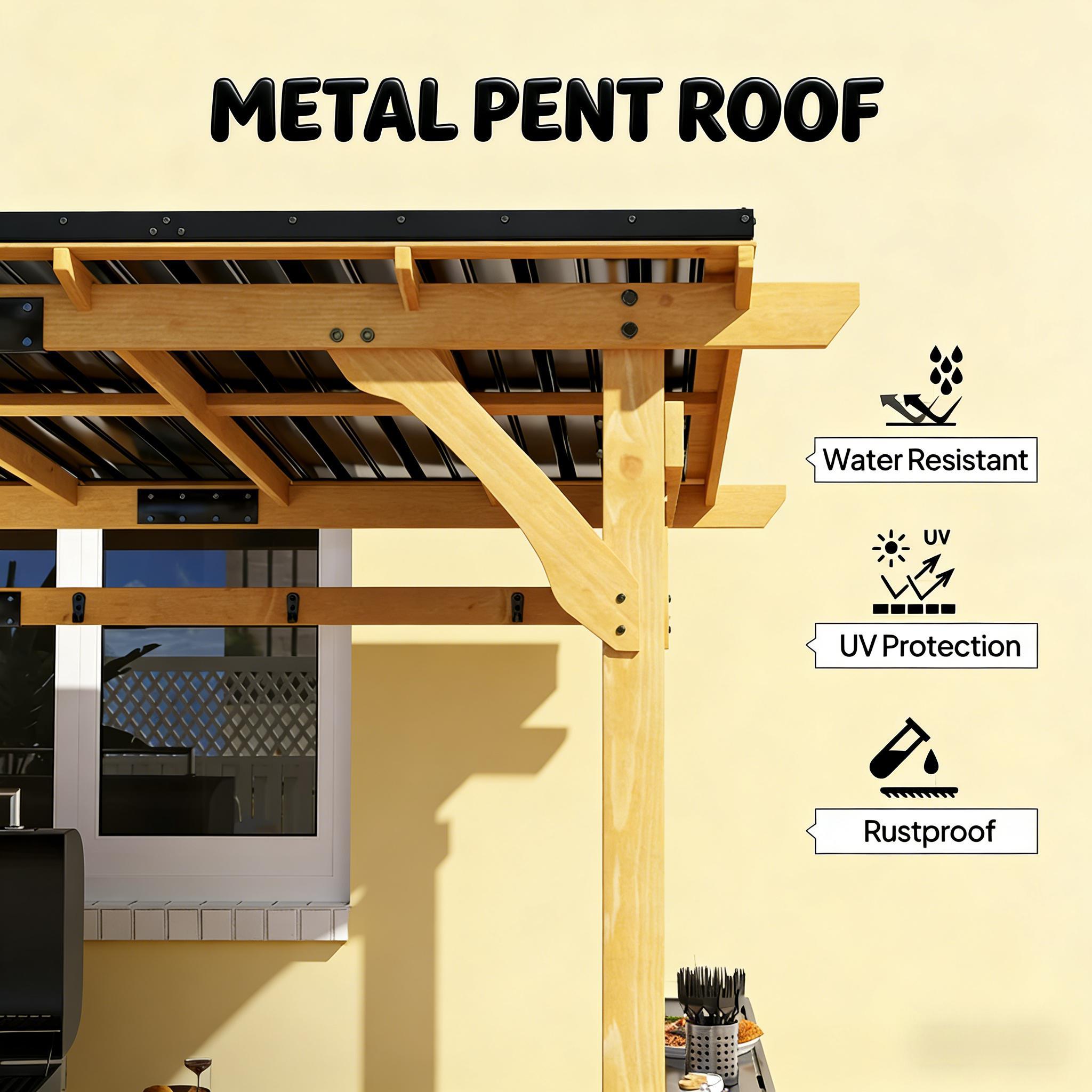 [06X13FT] Alora Premium Outdoor Hardtop Wooden BBQ Grill Gazebo (SAK97420)