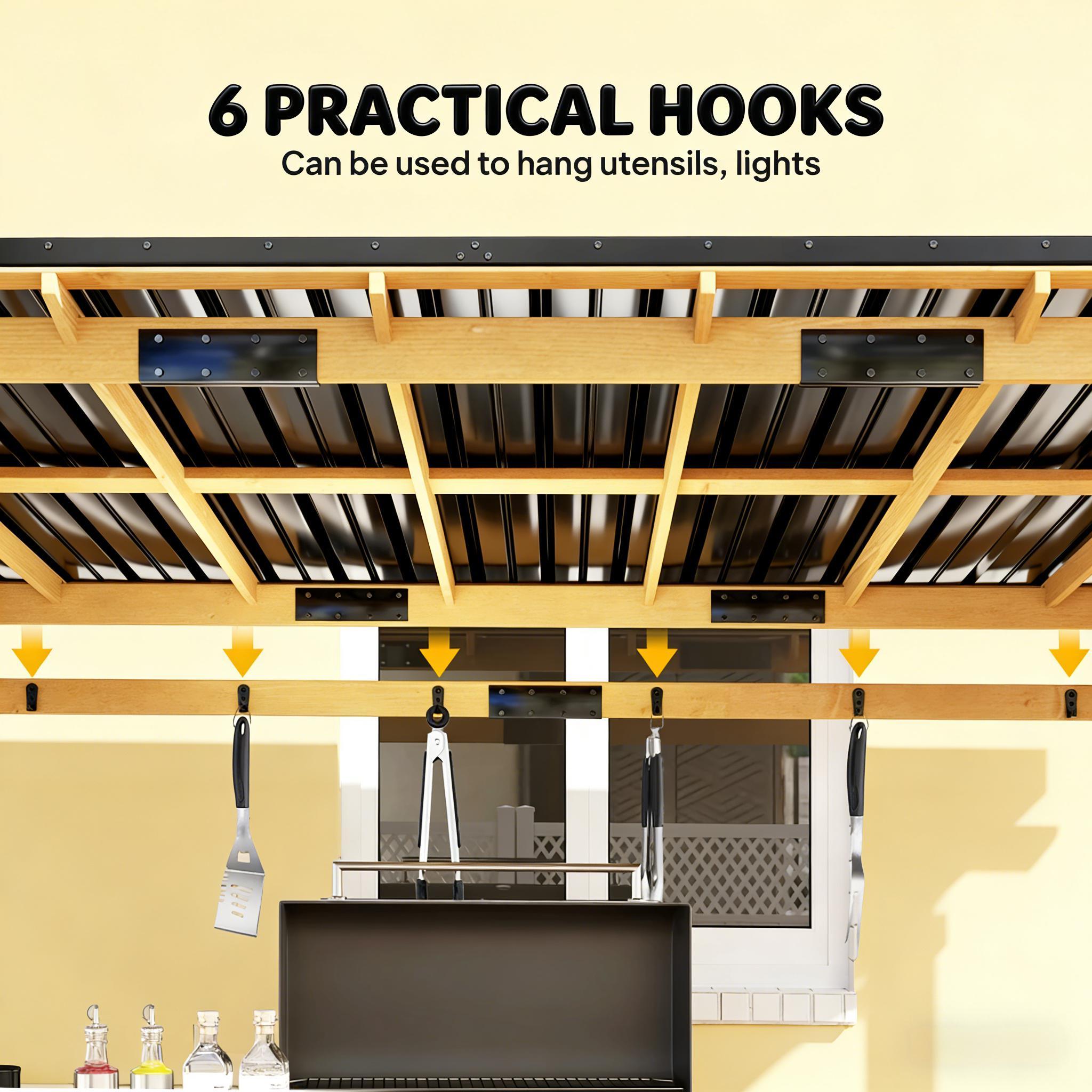 [06X13FT] Alora Premium Outdoor Hardtop Wooden BBQ Grill Gazebo (SAK97420)