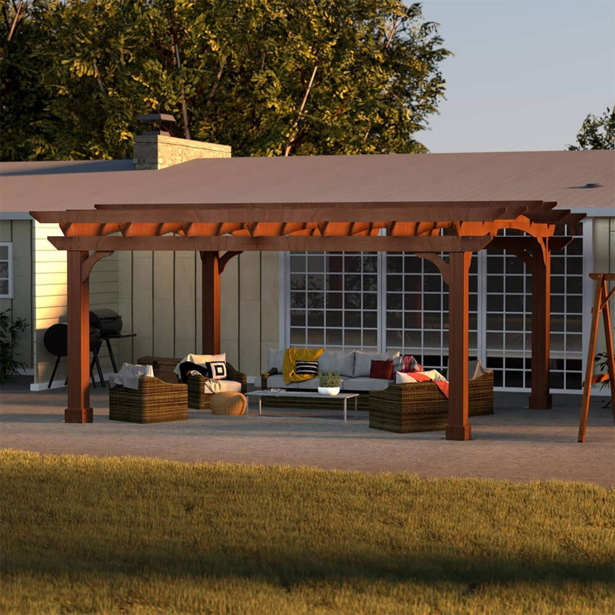 Alora Premium Outdoor All-Season Backyard Patio Cedar Wood Gazebo Pergola With Arched Roof 10'x12' (SAK42915)
