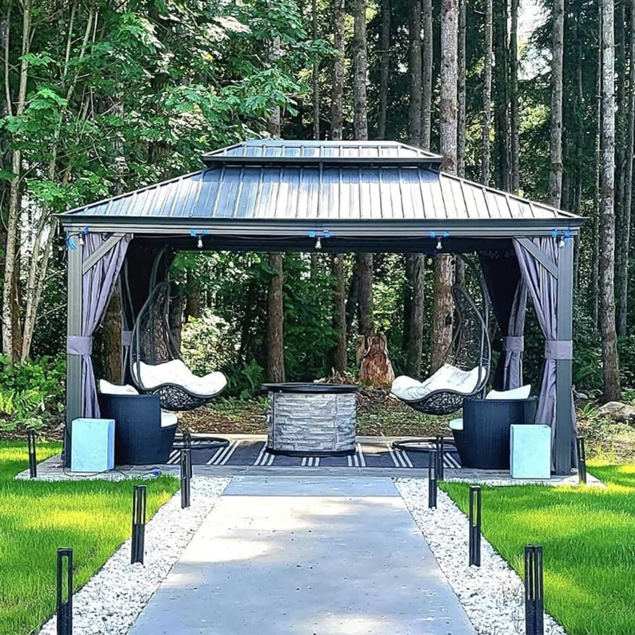 Alora Large Premium Outdoor Hardtop Aluminum Gazebo With Galvanized Steel Double Roof 10'x13' (SAK74826)