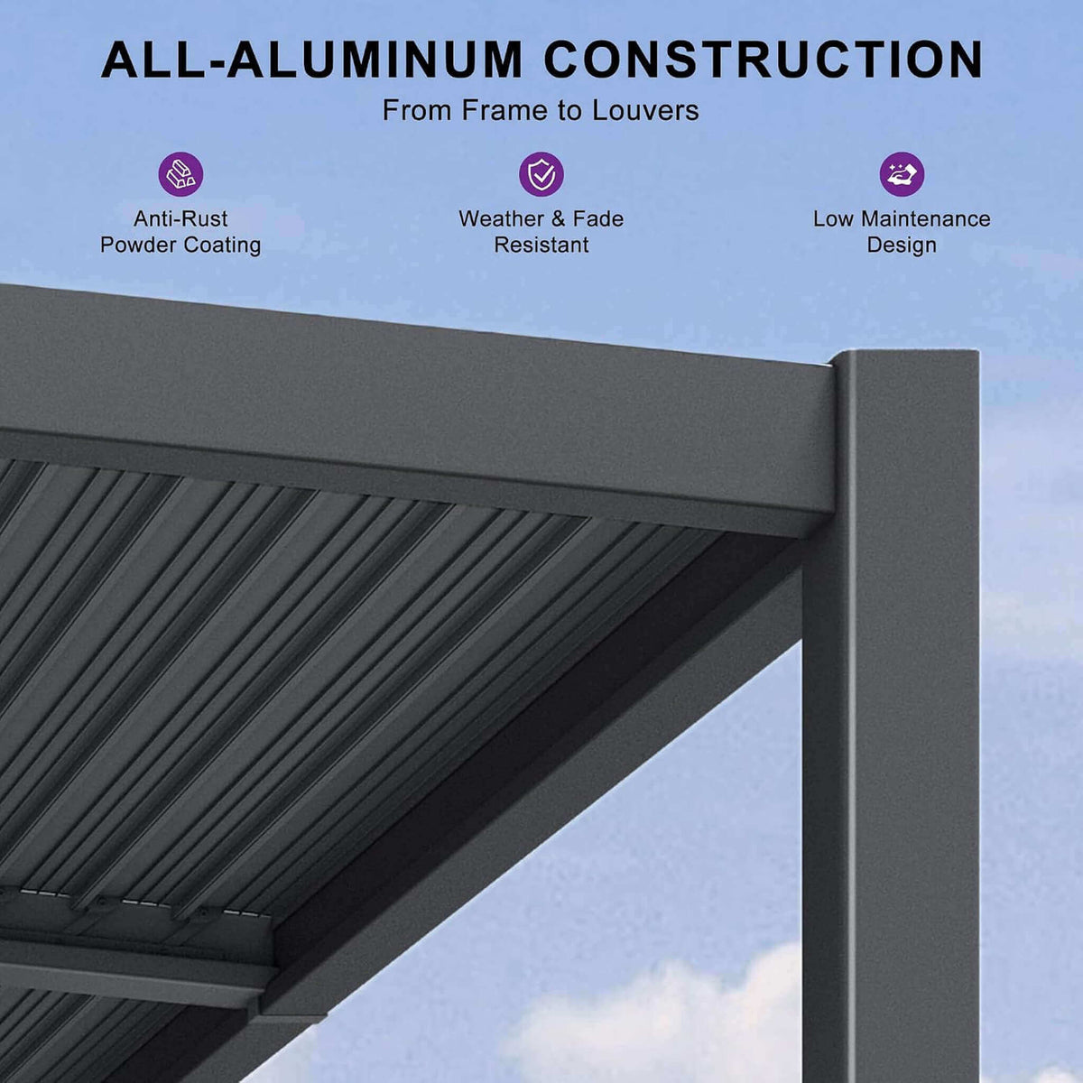 [10X14FT] Modern Louvered Aluminum Pergola With Sloped Roof (SAK44815)