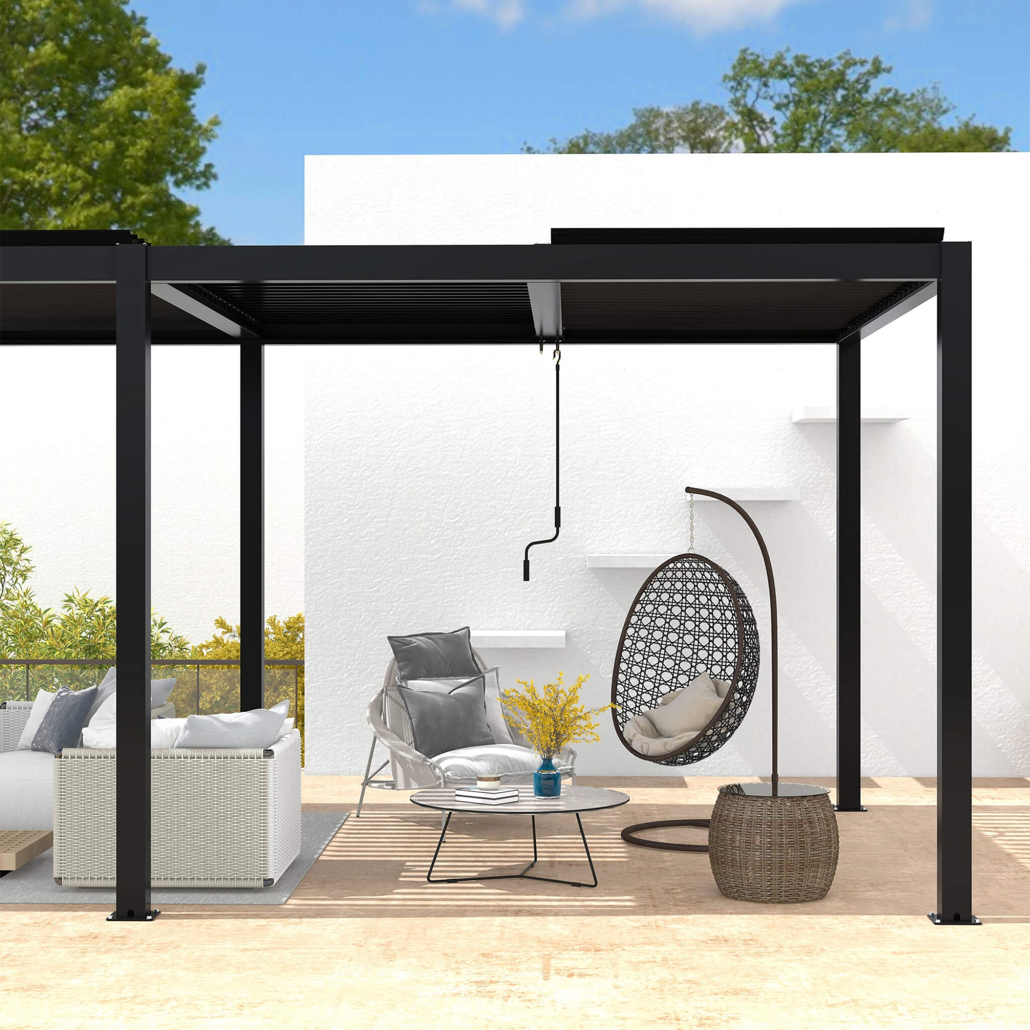 Alora Premium Powder-Coated Aluminum Pergola With Adjustable Louvers 10'x19' (SAK78345)