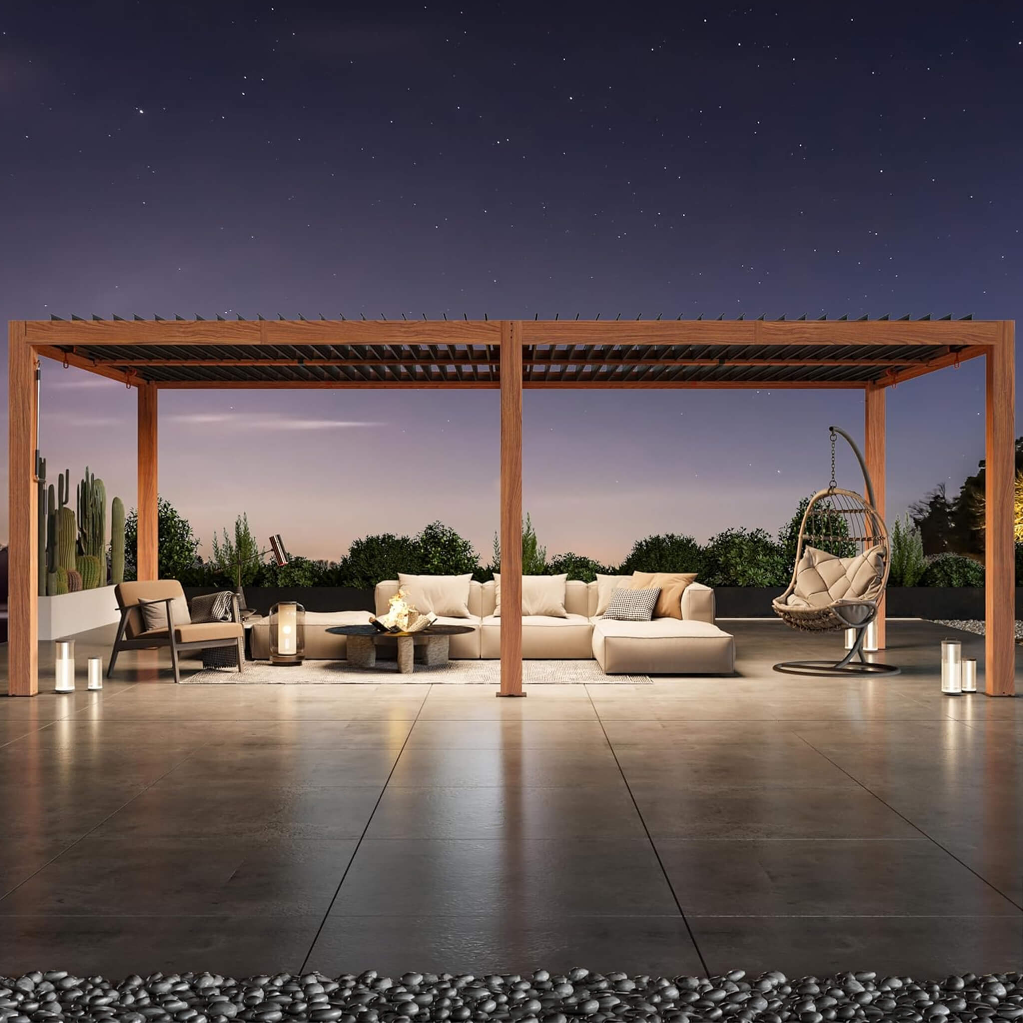 Alora Heavy-Duty Luxury Outdoor Pergola With Adjustable Louvers And Integrated Drainage 10'x20' (SAK42670)